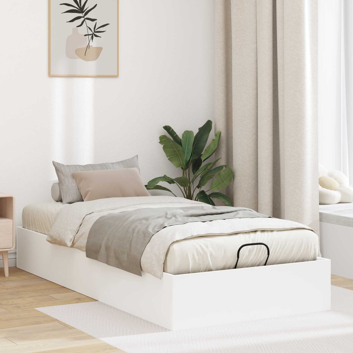 Letto ottomano Bianco 90 x 200 cm Legno ingegnerizzato