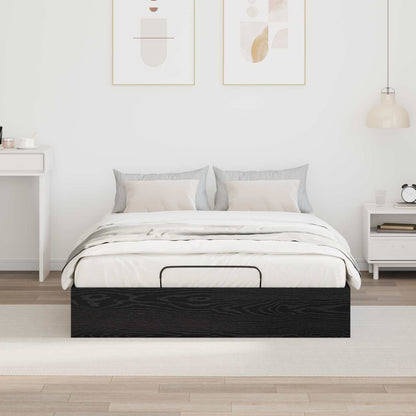 Letto ottomano con archiviazione Rovere Nero 193 x 140 x 25 cm | homemem39