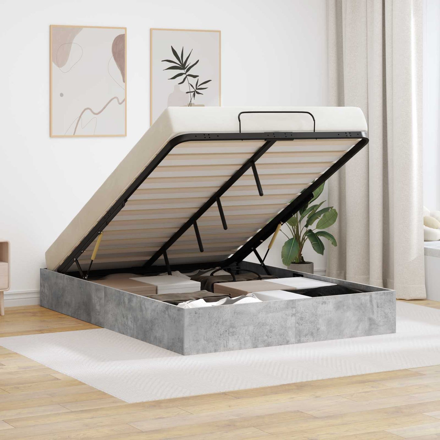 Letto ottomano Grigio Cemento 140 x 200 cm Legno ingegnerizzato | homemem39