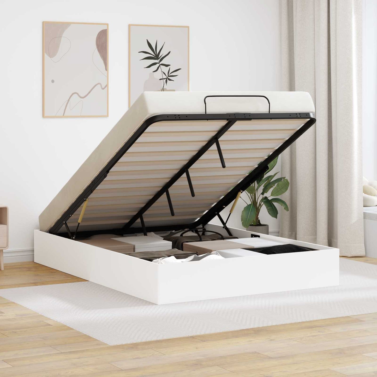 Letto ottomano Bianco 193 x 120 x 25 cm Truciolare