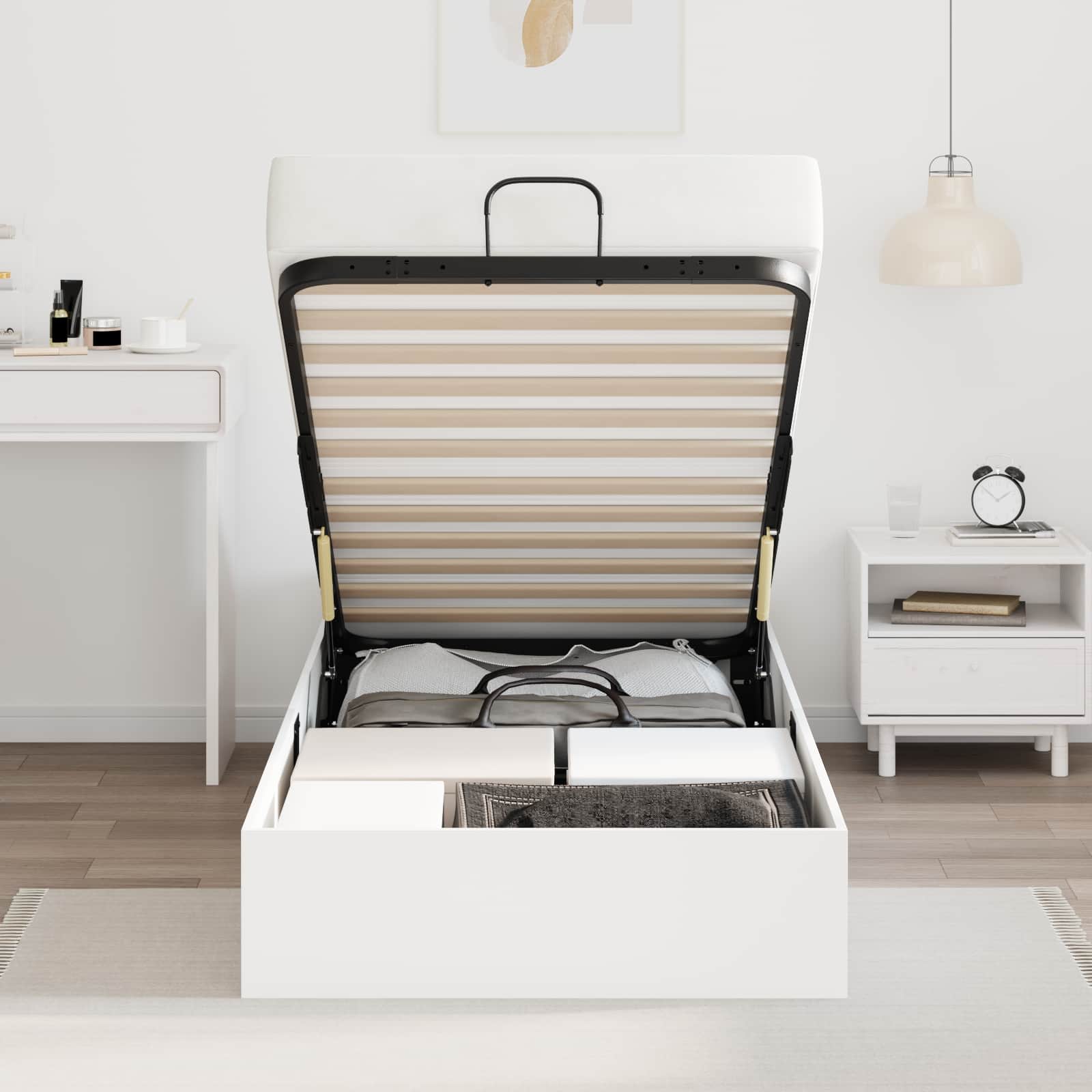 Letto ottomano Bianco 193 x 90 x 25 cm Legno ingegnerizzato | homemem39