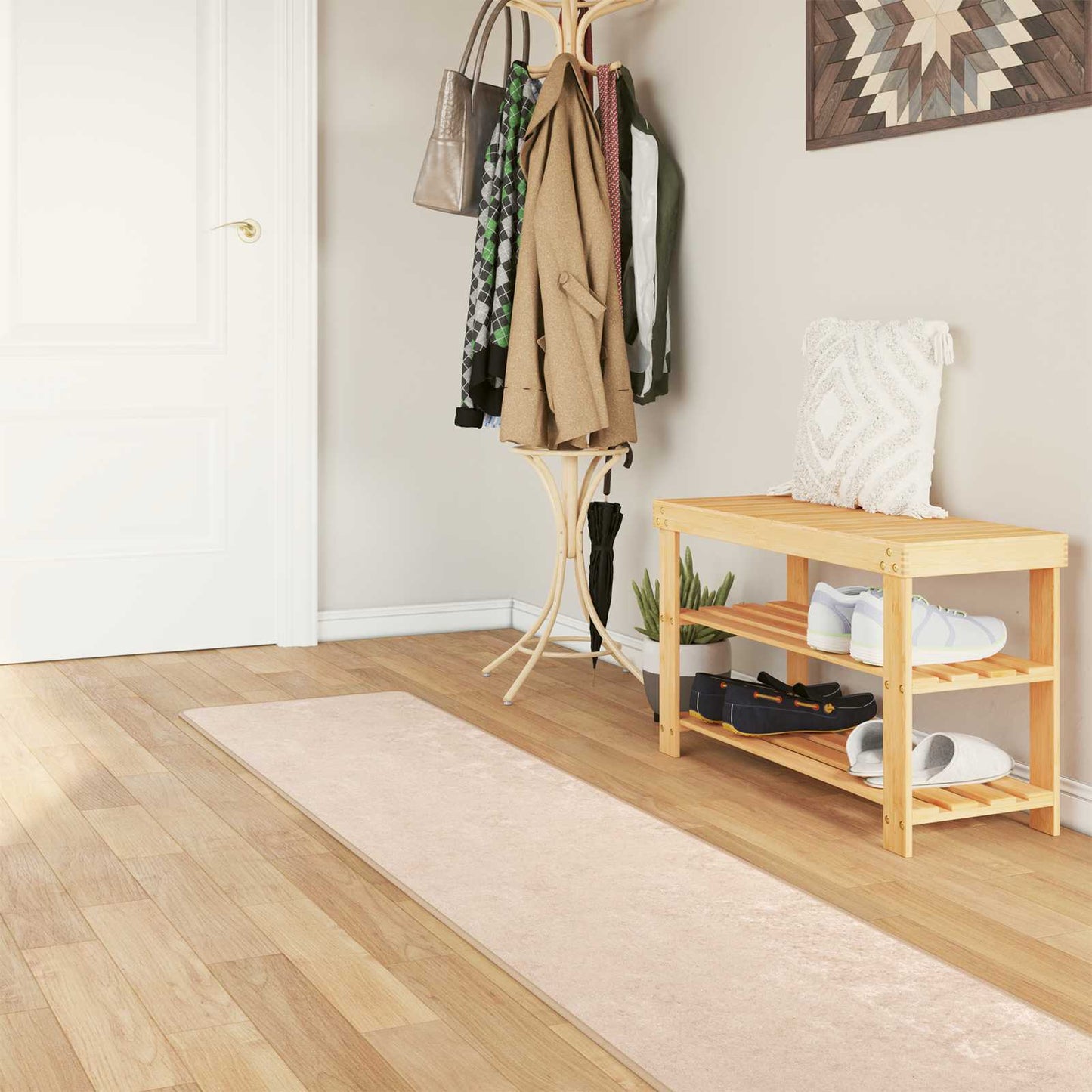 Runner Tappeto MARSA Crema 50 x 350 cm Poliestere e PVC | homemem39