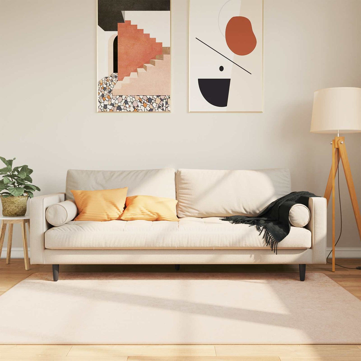 Runner Tappeto MARSA Crema 120 x 170 cm Poliestere e PVC
