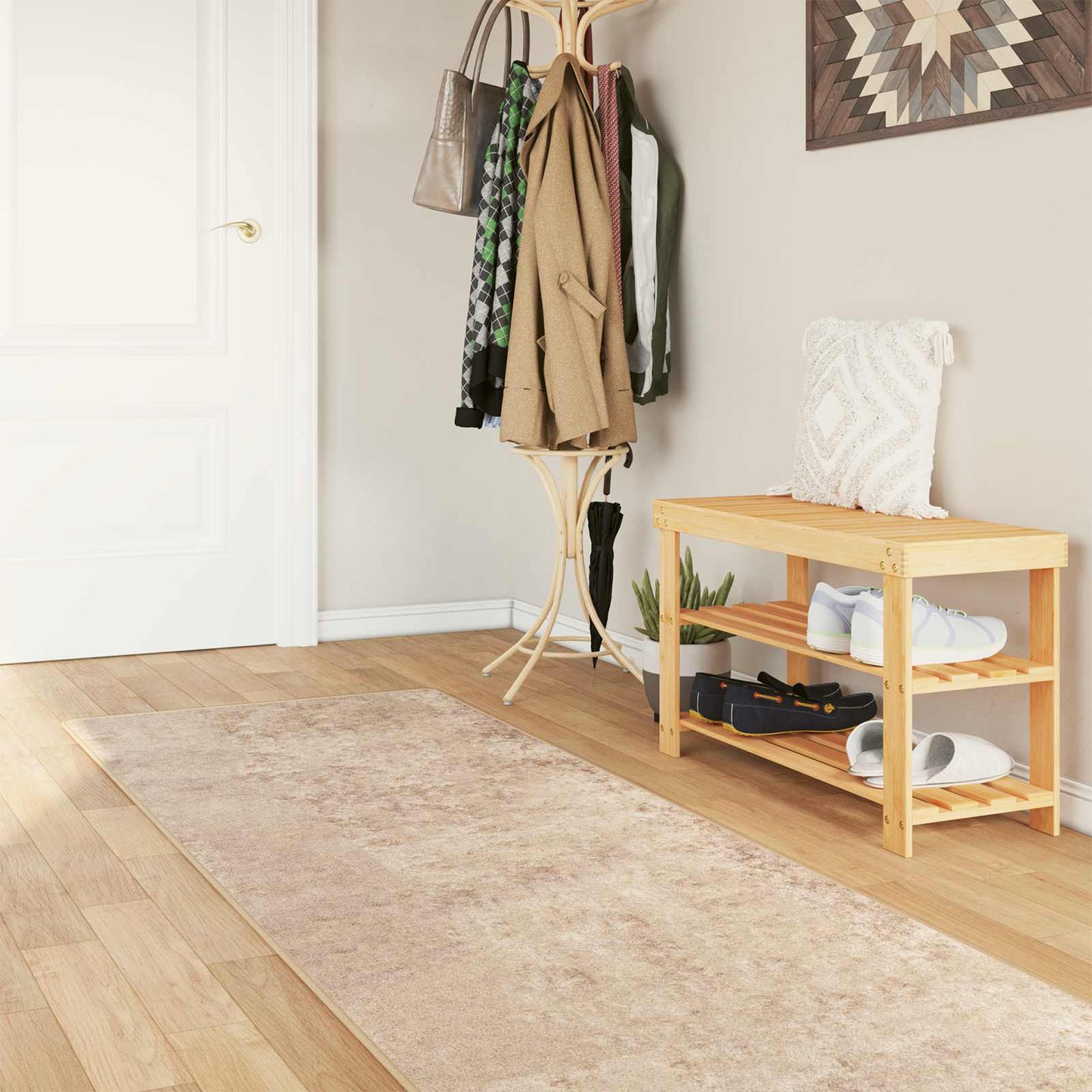 Runner Tappeto MARSA Beige 100 x 400 cm Poliestere e PVC | homemem39