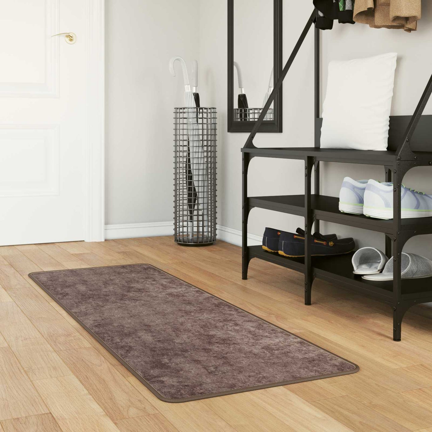 Runner Tappeto MARSA Grigio 50 x 200 cm Poliestere e PVC