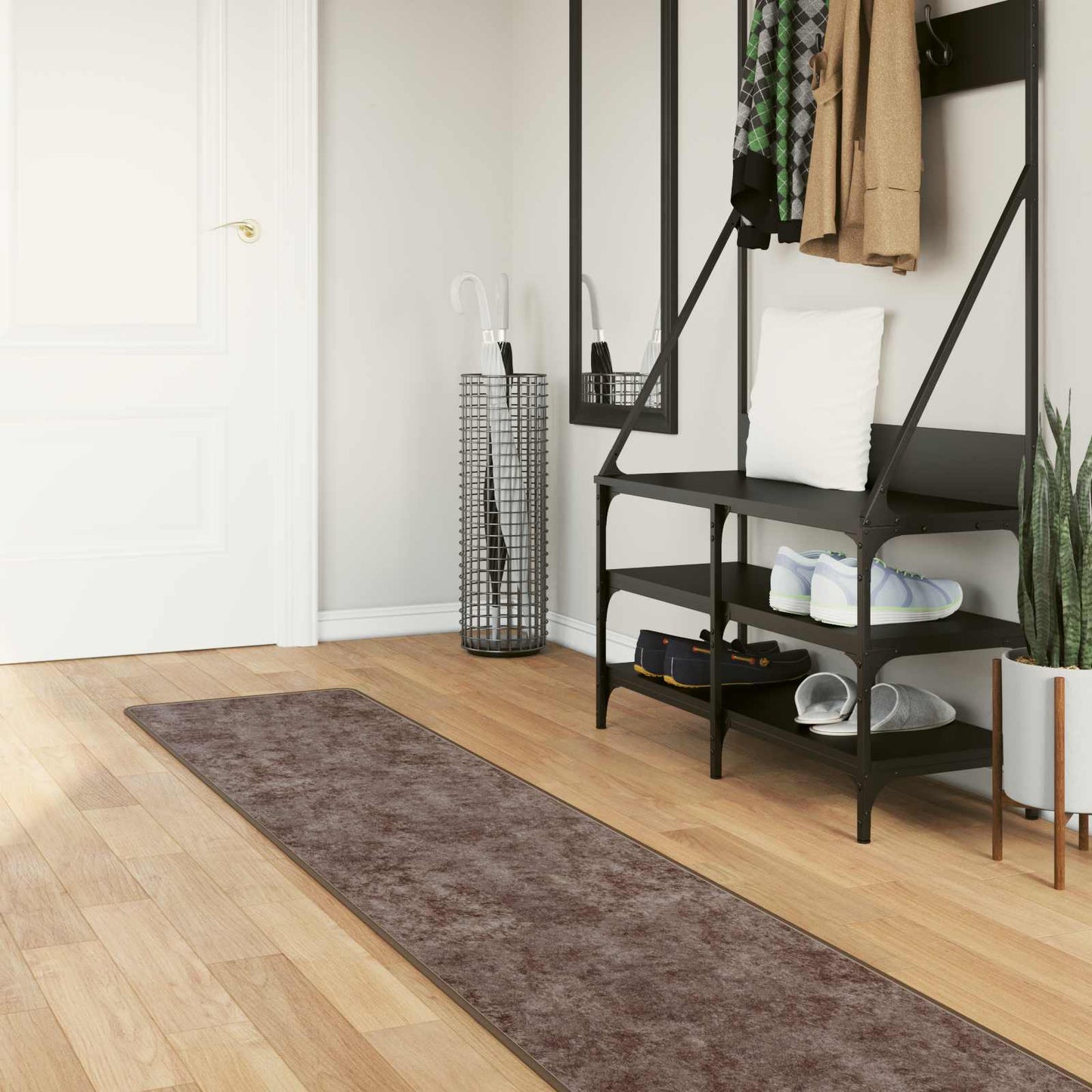 Runner Tappeto MARSA Grigio 50 x 350 cm Poliestere e PVC
