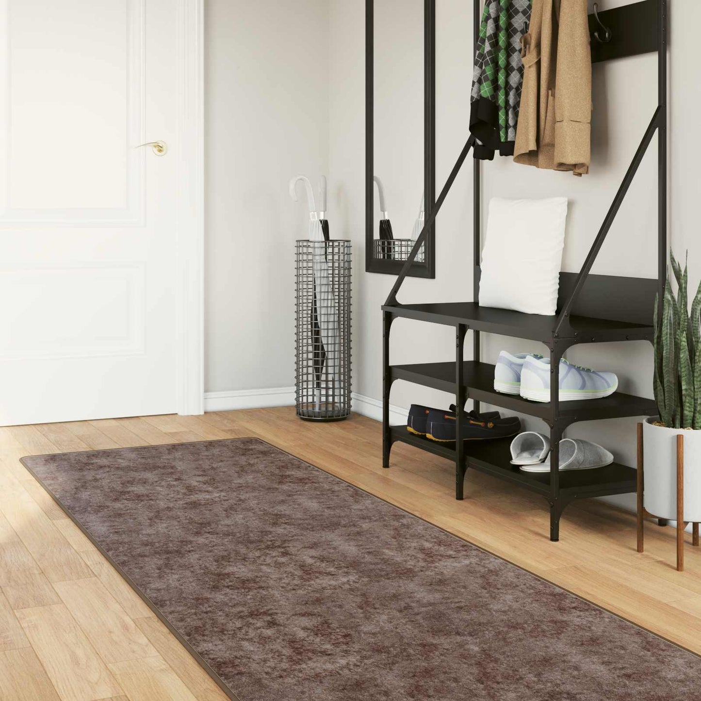 Runner Tappeto MARSA Grigio 100 x 400 cm Poliestere e PVC