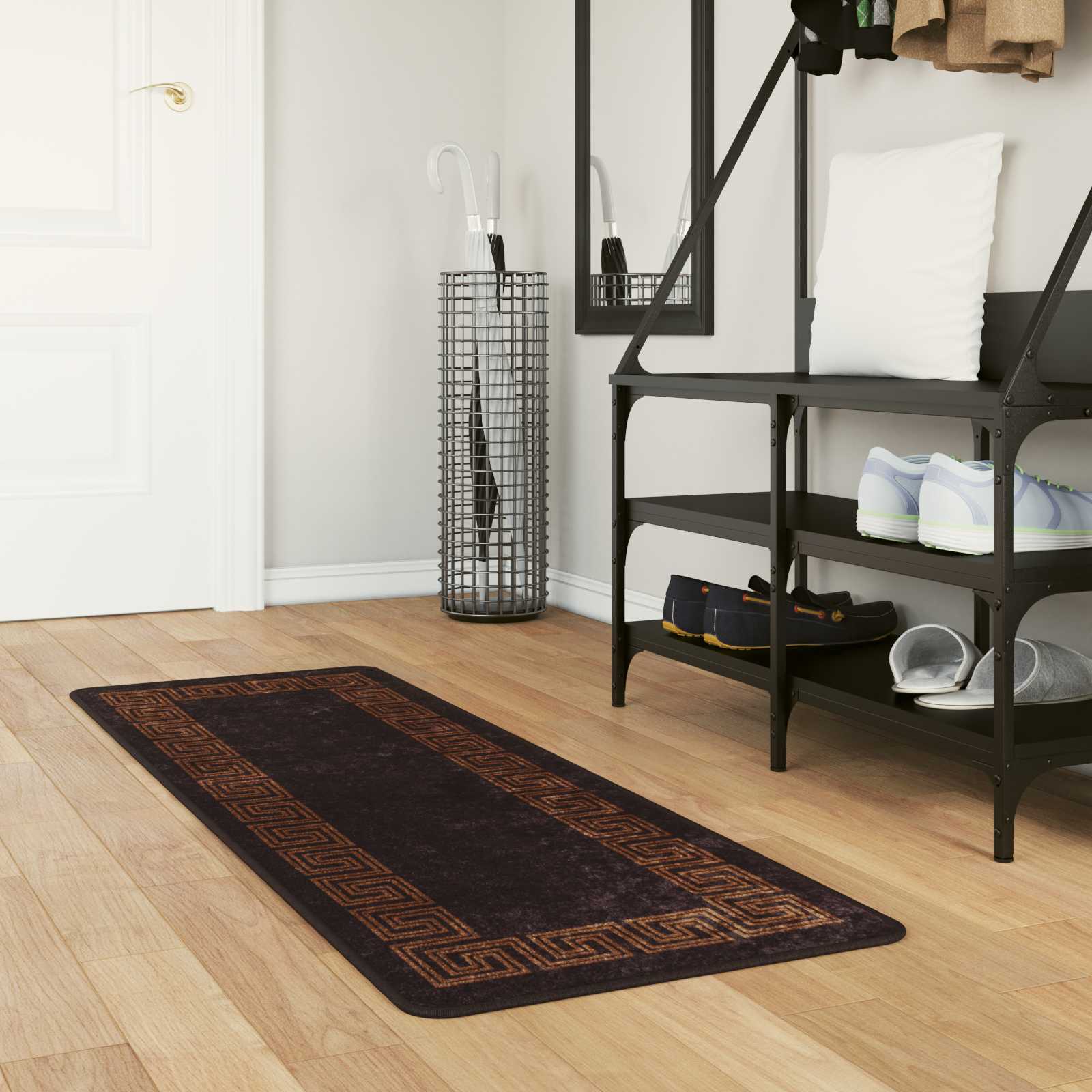 Runner Tappeto MARSA Nero 50 x 100 cm Poliestere e PVC | homemem39