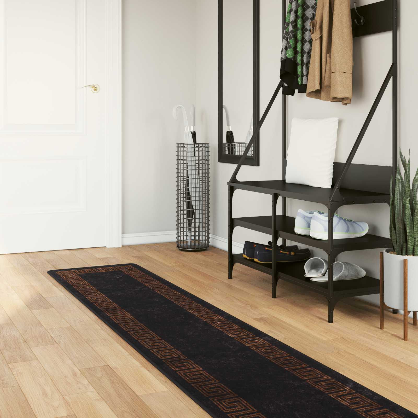 Runner Tappeto MARSA Nero 50 x 300 cm Poliestere e PVC | homemem39