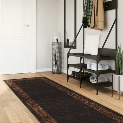 Runner Tappeto MARSA Nero 100 x 450 cm Poliestere e PVC