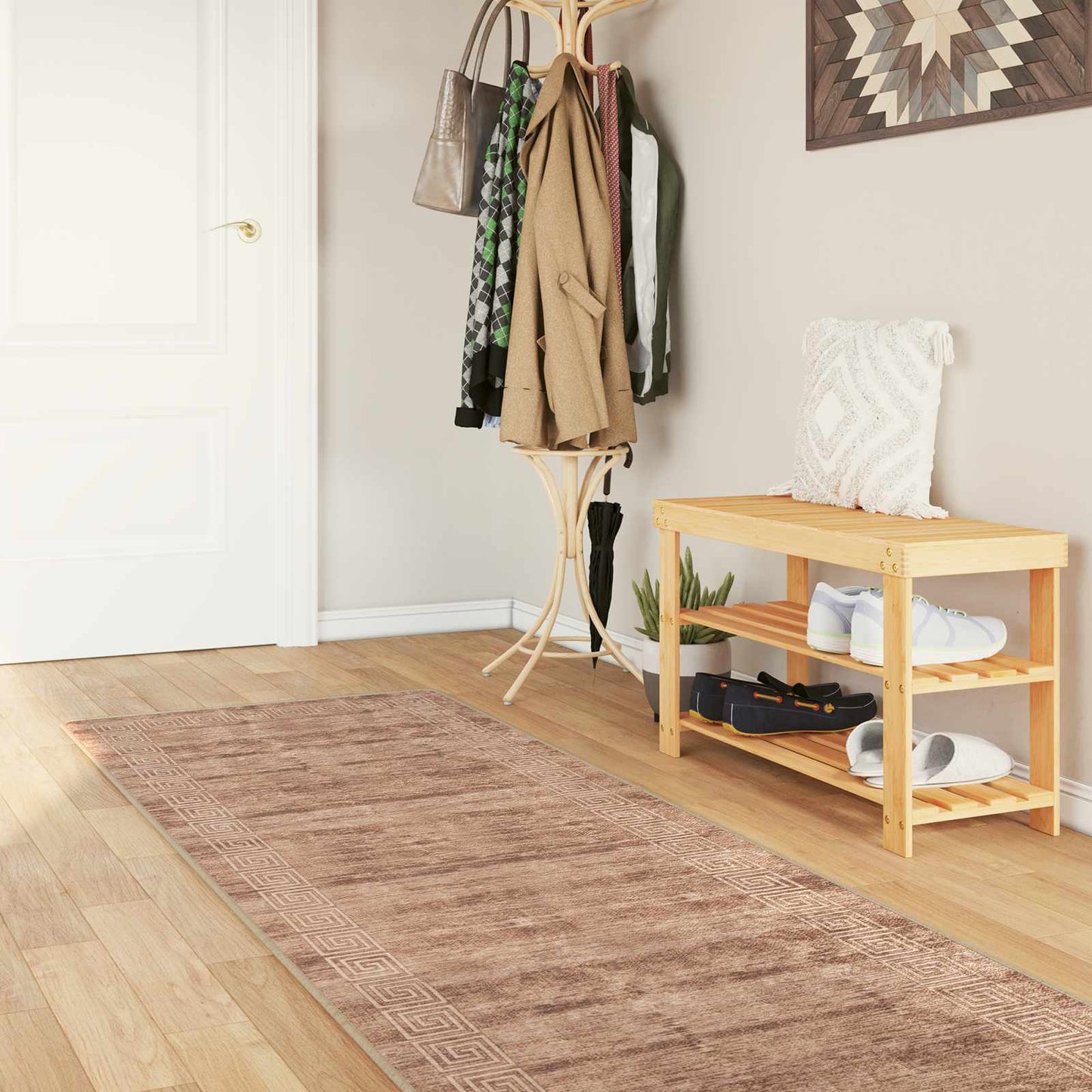 Runner Tappeto MARSA Bianco 80 x 350 cm Poliestere e PVC