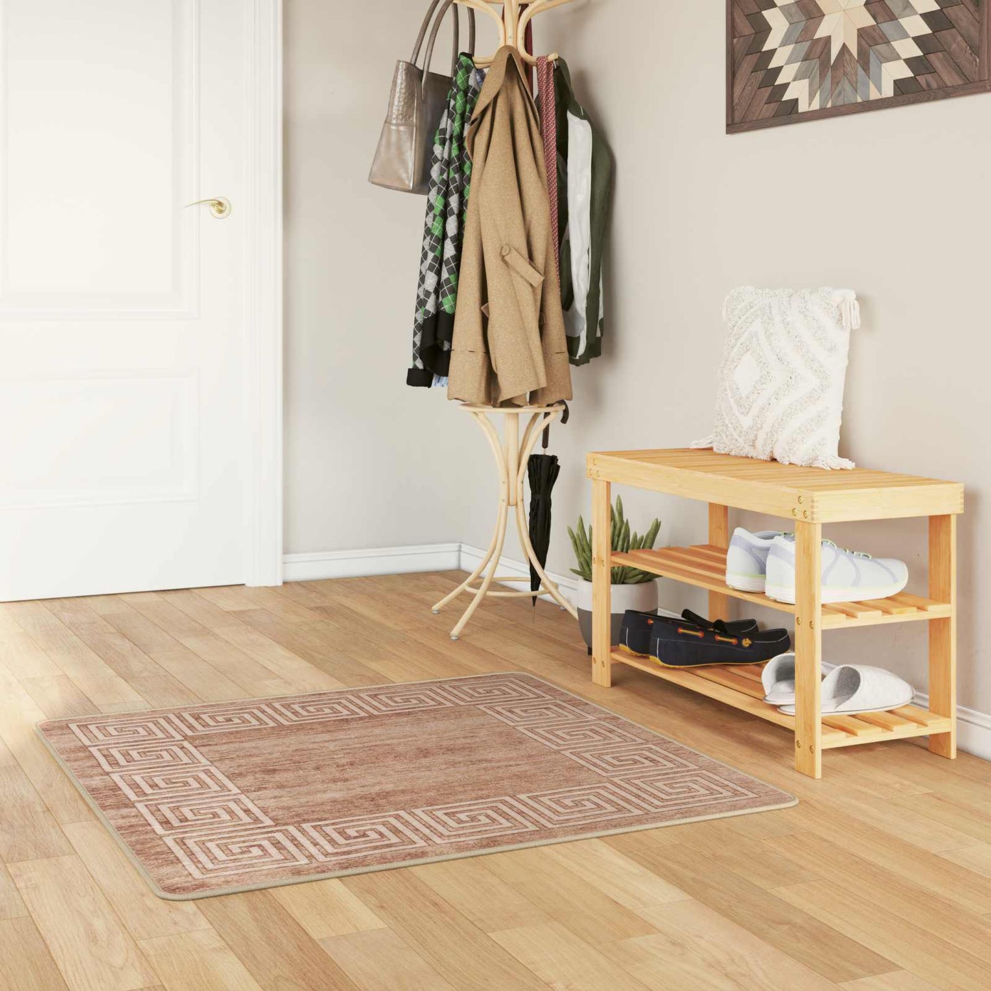 Runner Tappeto MARSA Bianco 100 x 100 cm Poliestere e PVC