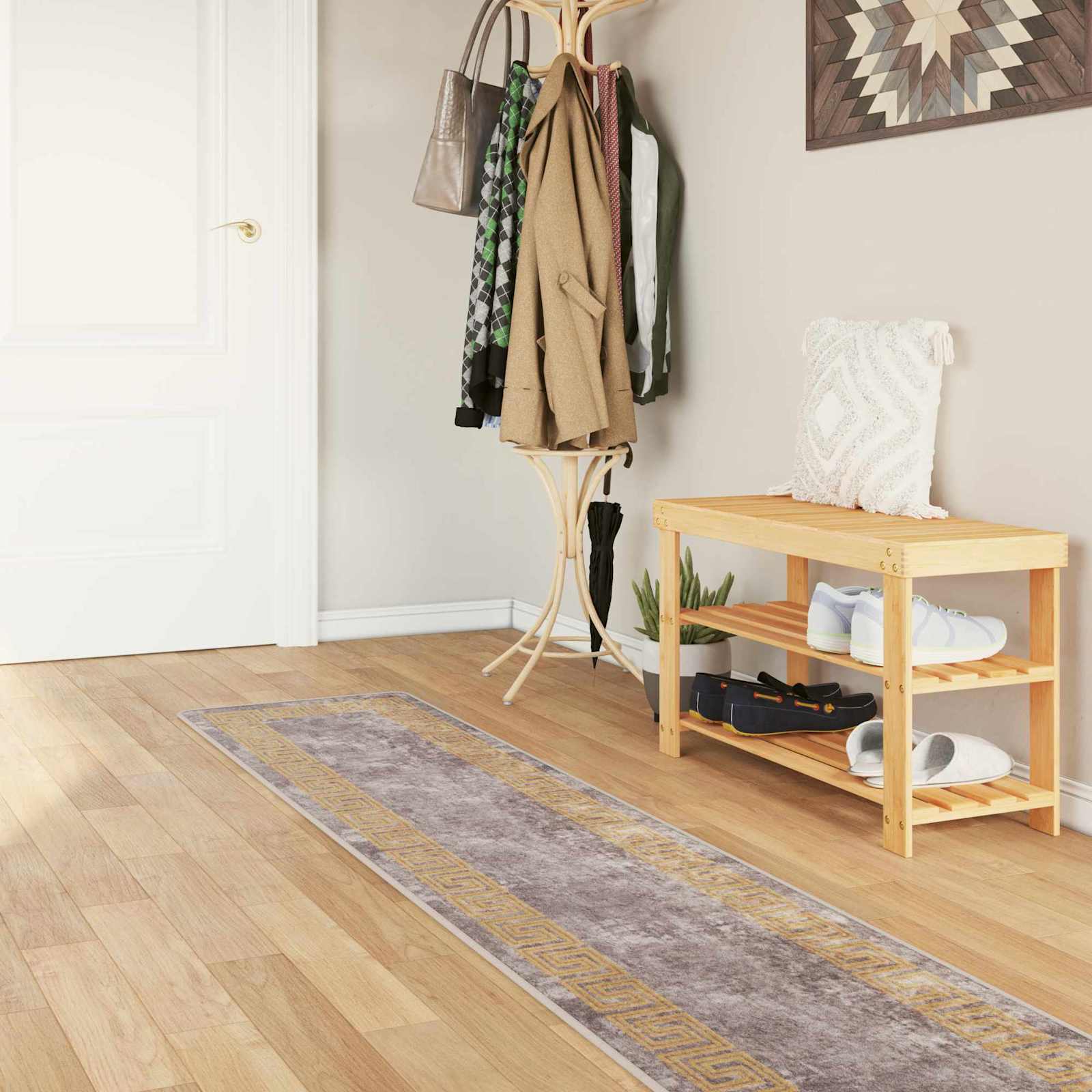 Runner Tappeto MARSA Grigio 50 x 350 cm Poliestere e PVC | homemem39