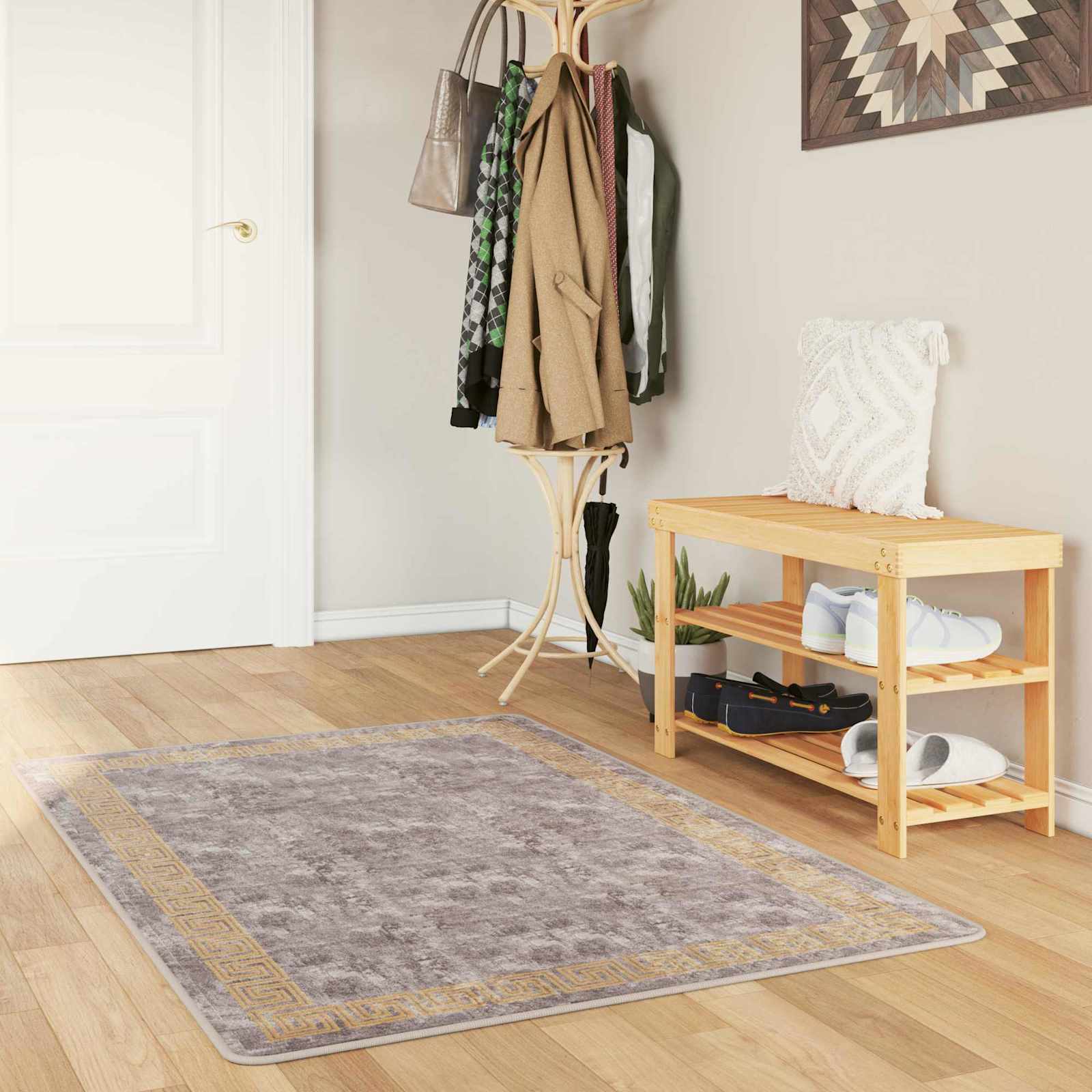 Runner Tappeto MARSA Grigio 80 x 100 cm Poliestere e PVC | homemem39
