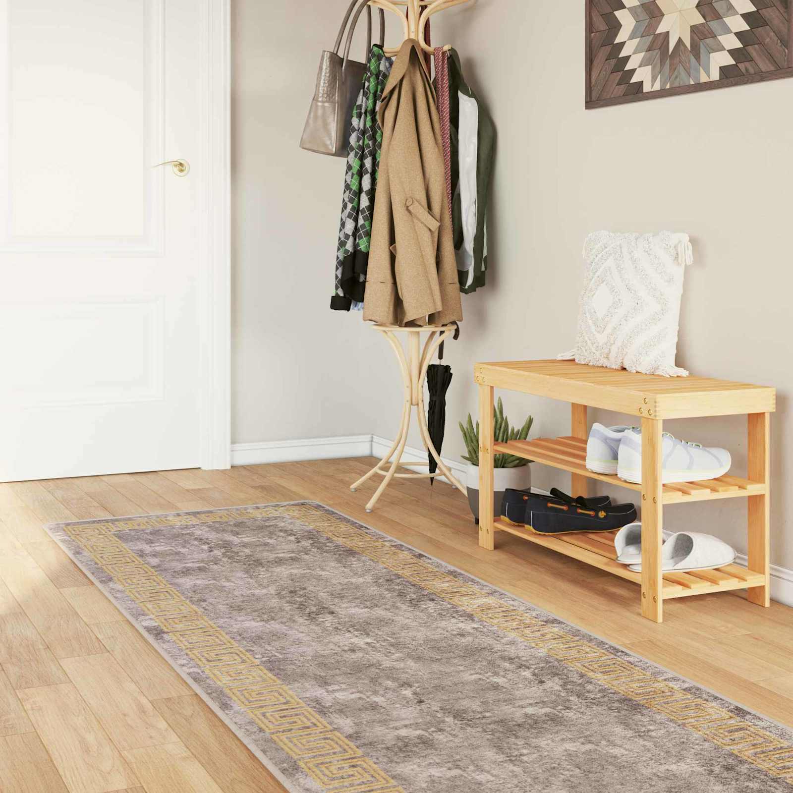 Runner Tappeto MARSA Grigio 100 x 400 cm Poliestere e PVC | homemem39