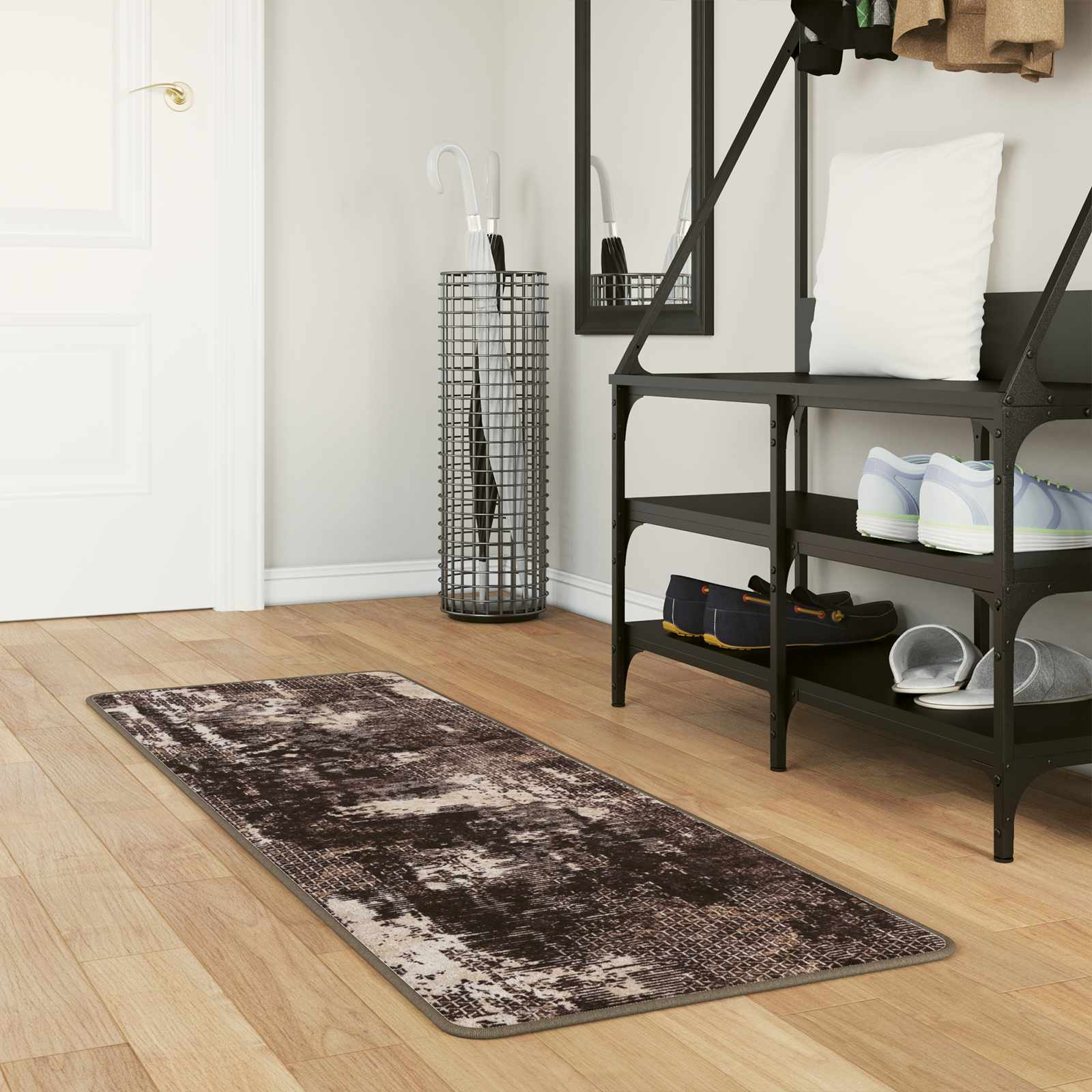 Runner Tappeto MARSA Nero 50 x 200 cm Poliestere e PVC | homemem39
