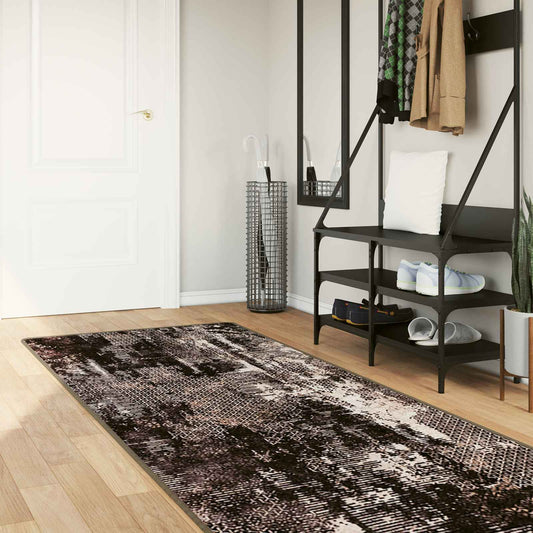 Runner Tappeto MARSA Nero 100 x 300 cm Poliestere e PVC | homemem39
