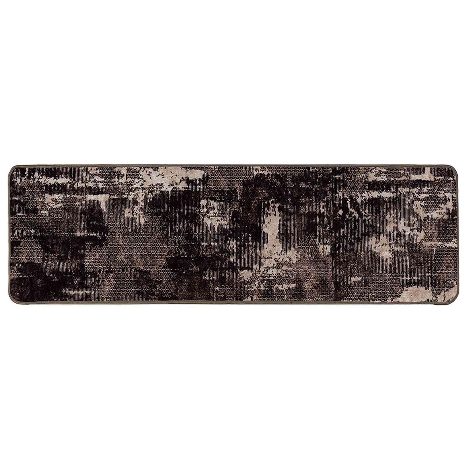 Runner Tappeto MARSA Nero 100 x 300 cm Poliestere e PVC | homemem39