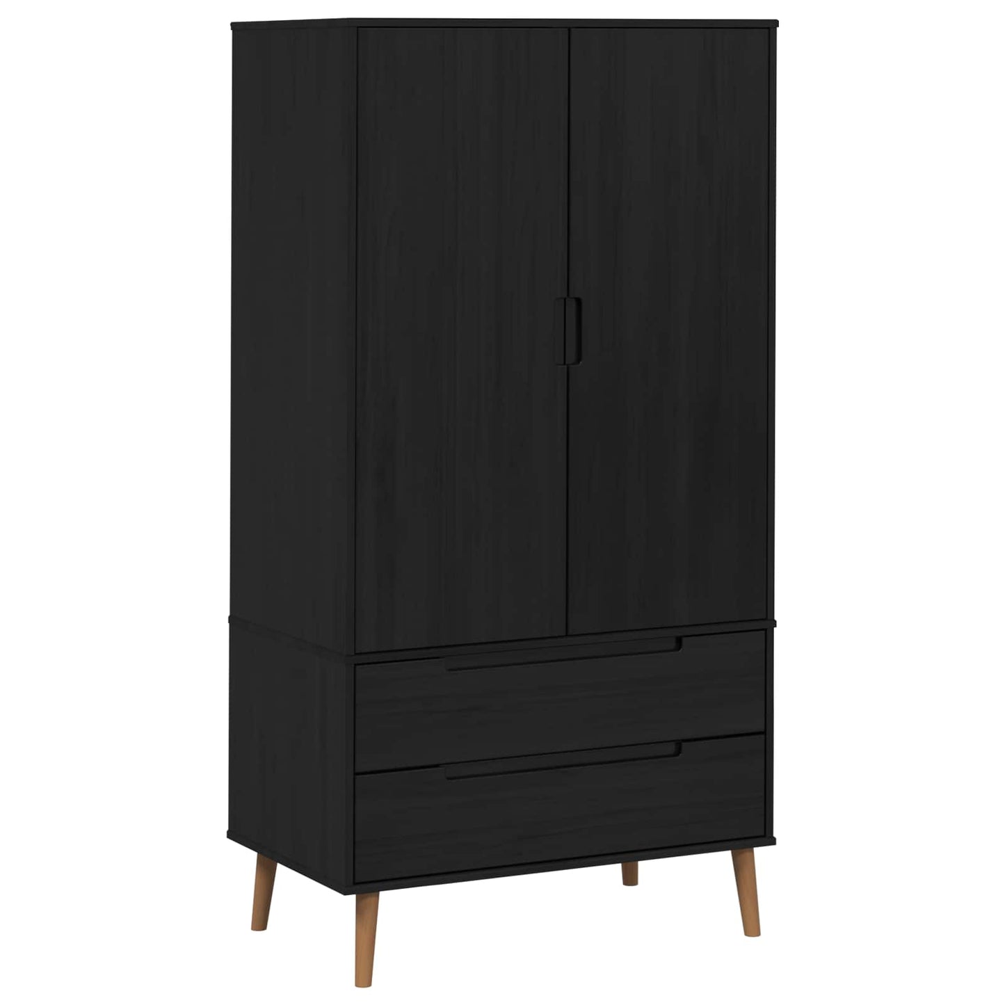 Guardaroba MOLDE Nero 90 x 55 x 175 cm Legno Massello di Pino | homemem39