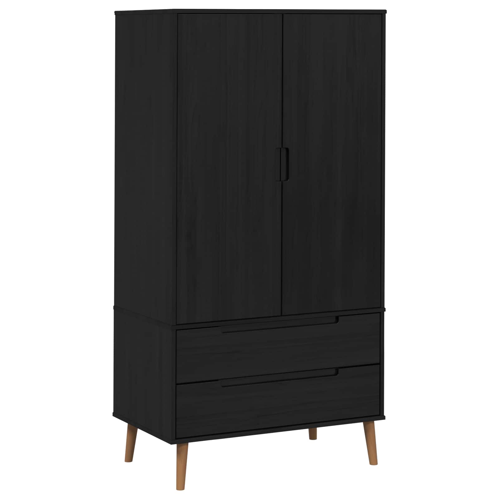 Guardaroba MOLDE Nero 90 x 55 x 175 cm Legno Massello di Pino | homemem39