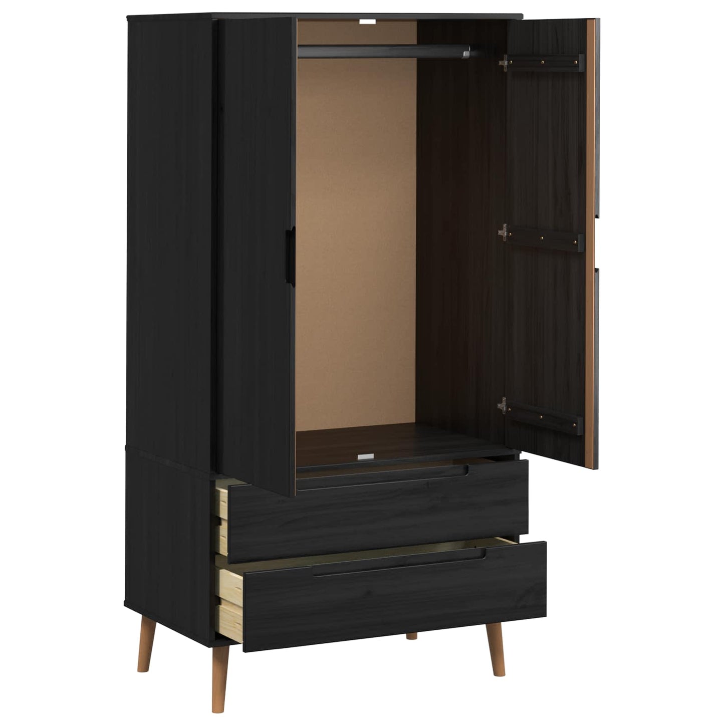 Guardaroba MOLDE Nero 90 x 55 x 175 cm Legno Massello di Pino | homemem39