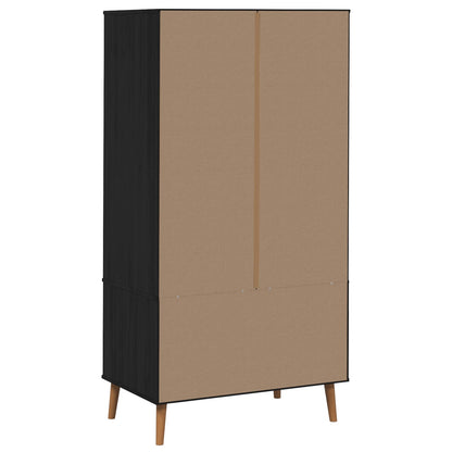 Guardaroba MOLDE Nero 90 x 55 x 175 cm Legno Massello di Pino | homemem39