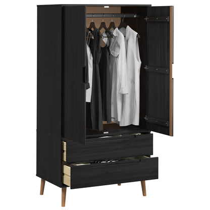 Guardaroba MOLDE Nero 90 x 55 x 175 cm Legno Massello di Pino | homemem39
