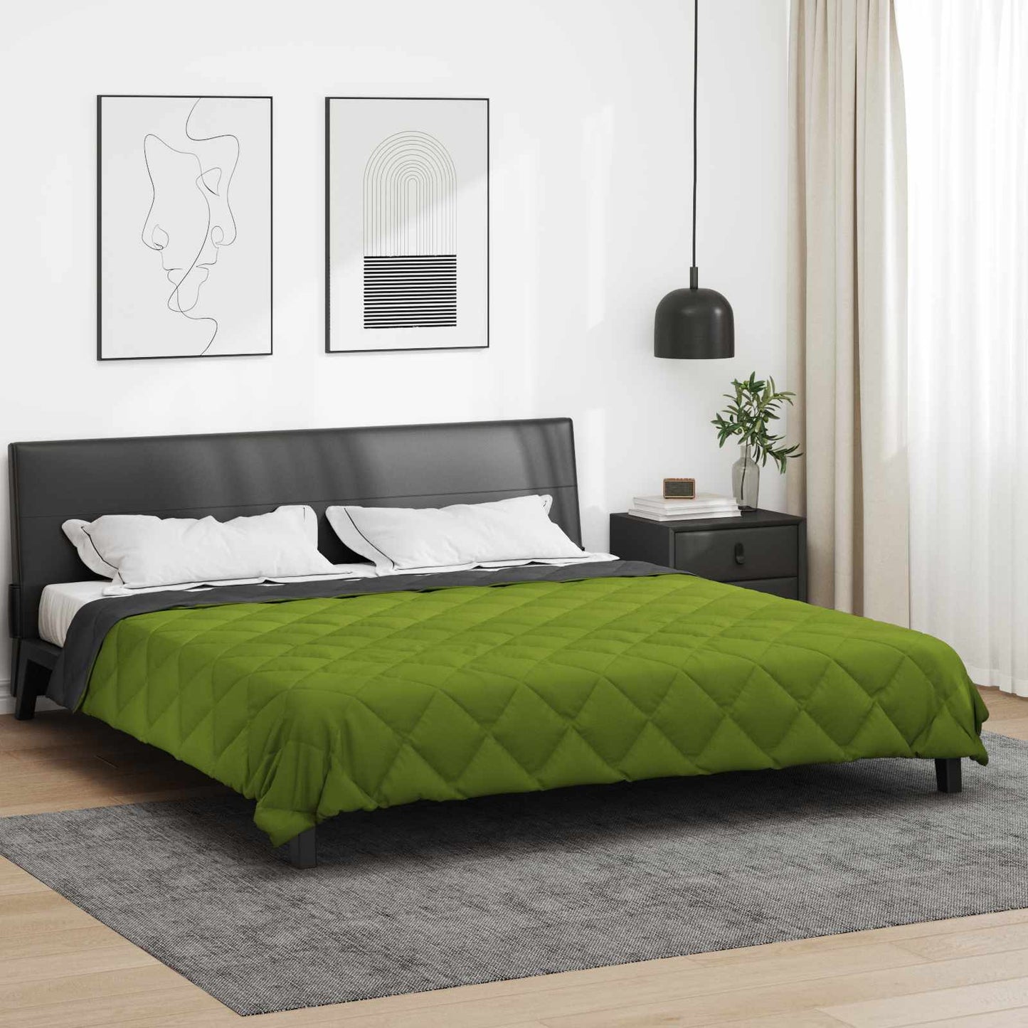 Duvet Estivo Verde e Antracite 200 x 200 cm Microfibra