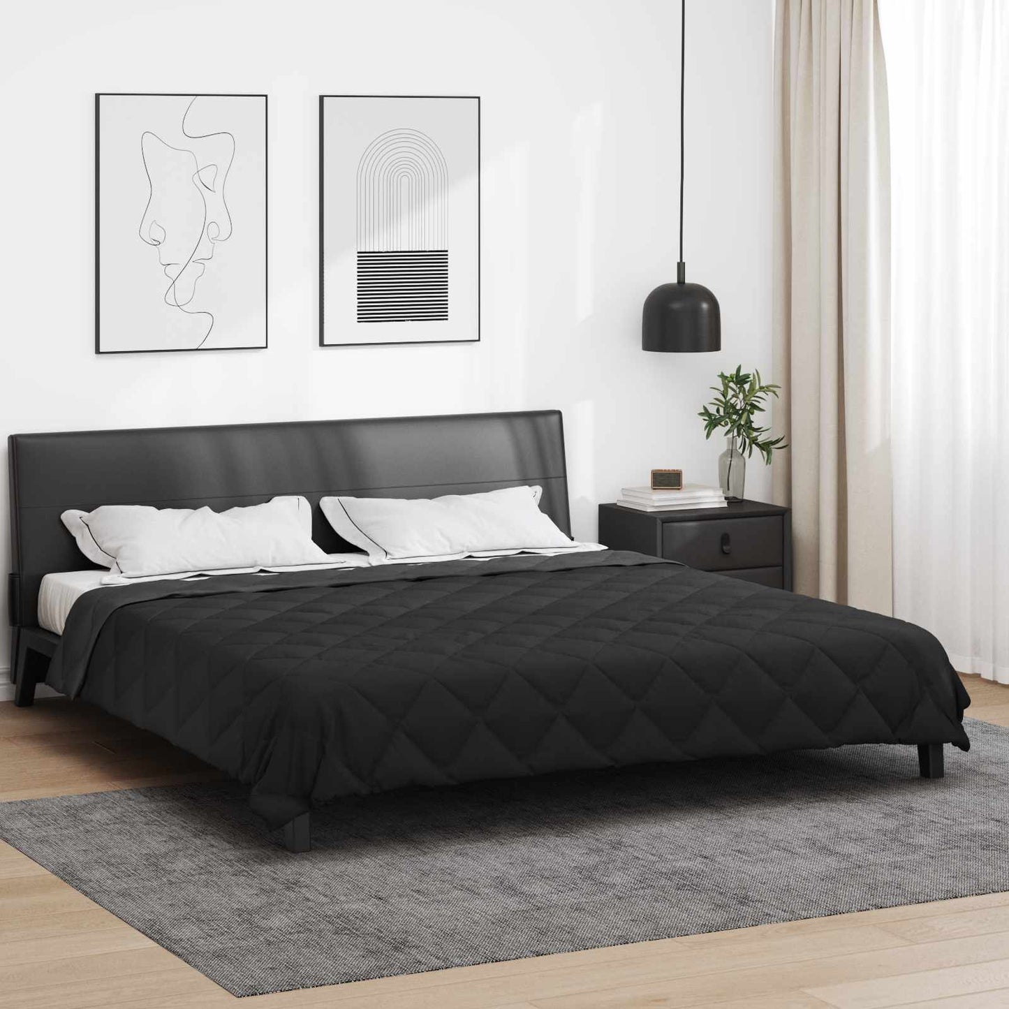 Duvet Estivo Nero e antracite 200 x 200 cm Microfibra | homemem39