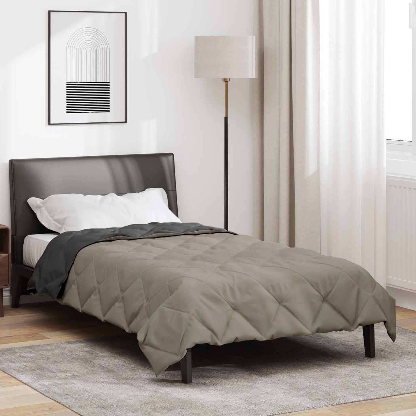 Duvet Estivo Grigio chiaro e Antracite 220 x 135 cm Microfibra