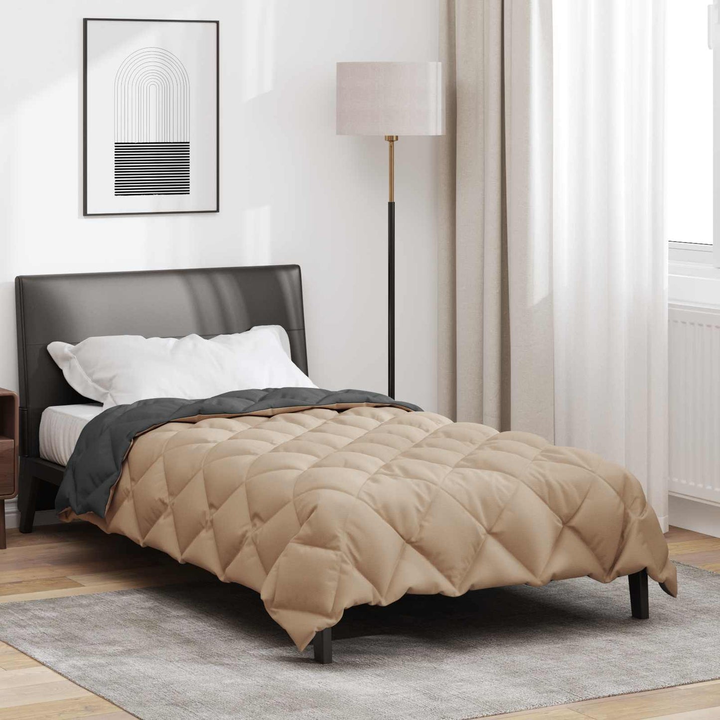 Duvet Invernale Antracite e Talpa 135 x 220 cm Microfibra | homemem39