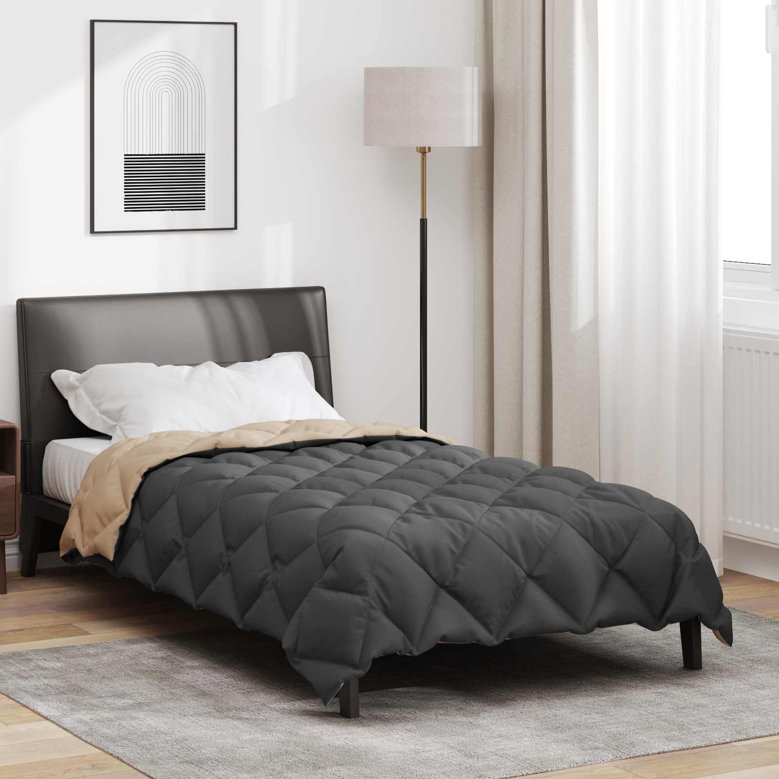 Duvet Invernale Antracite e Talpa 155 x 220 cm Microfibra | homemem39