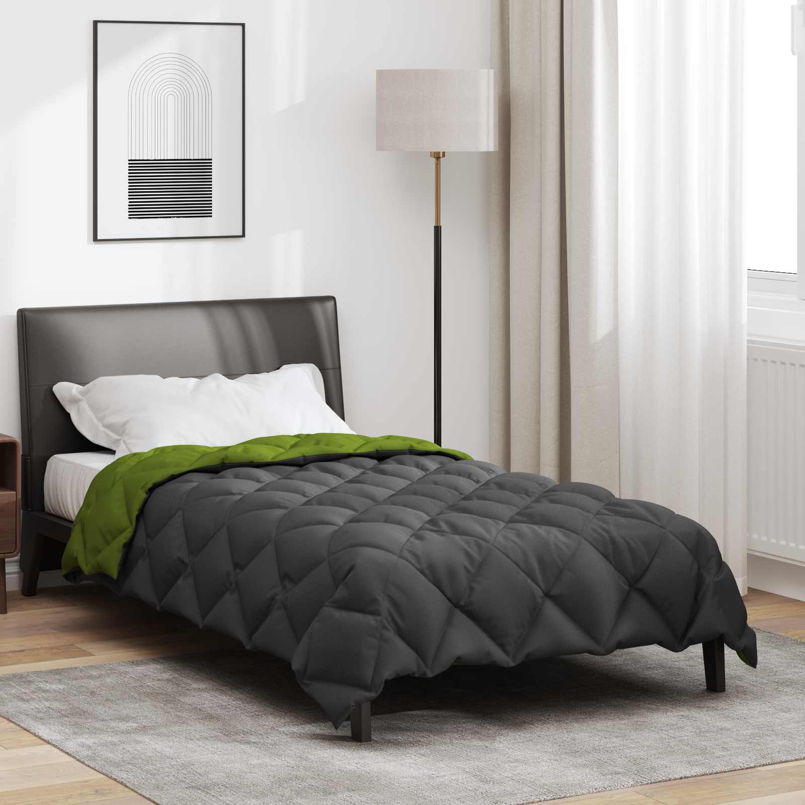 Duvet Invernale Verde e Antracite 140 x 220 cm Microfibra | homemem39