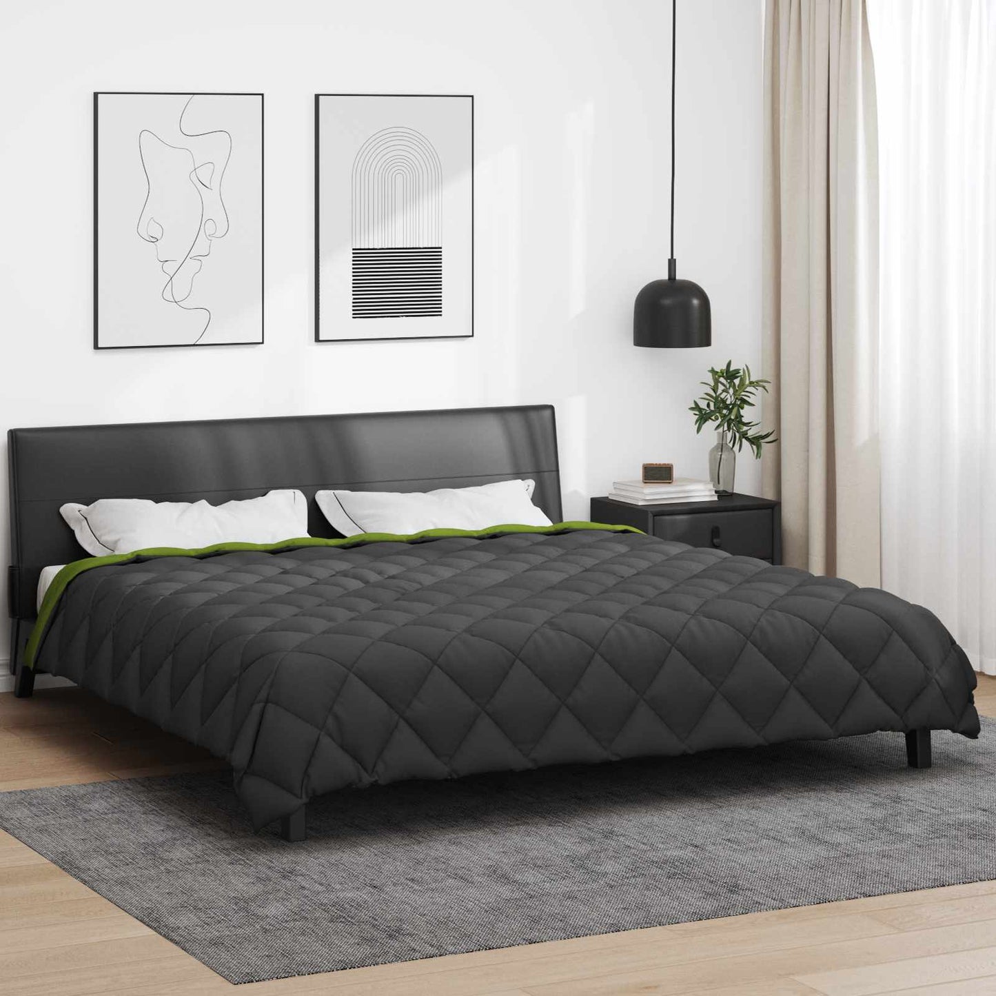Duvet Invernale Verde e Antracite 200 x 220 cm Microfibra | homemem39