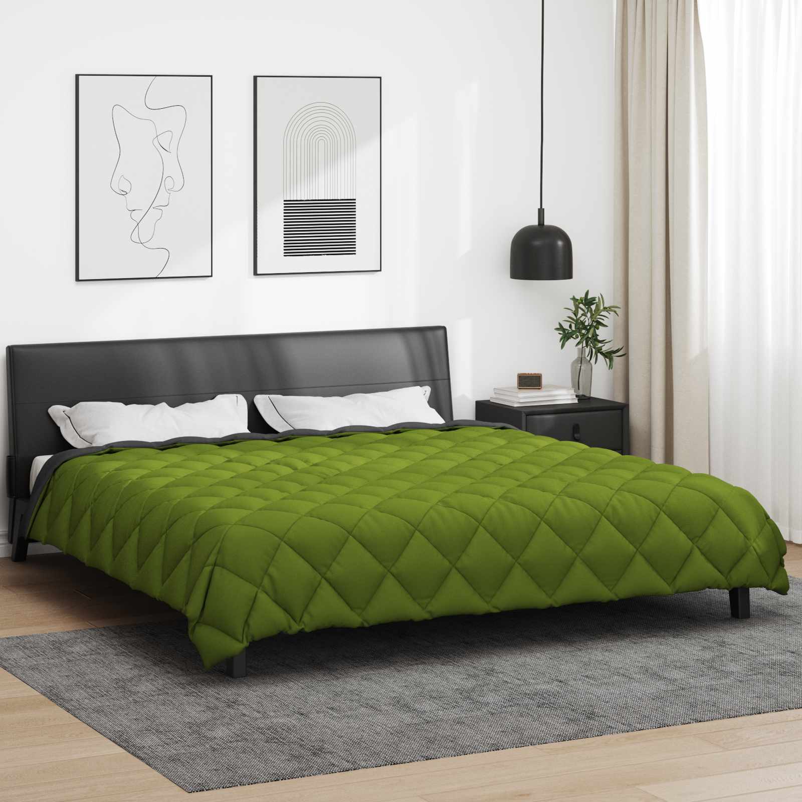Duvet Invernale Verde e Antracite 200 x 220 cm Microfibra | homemem39
