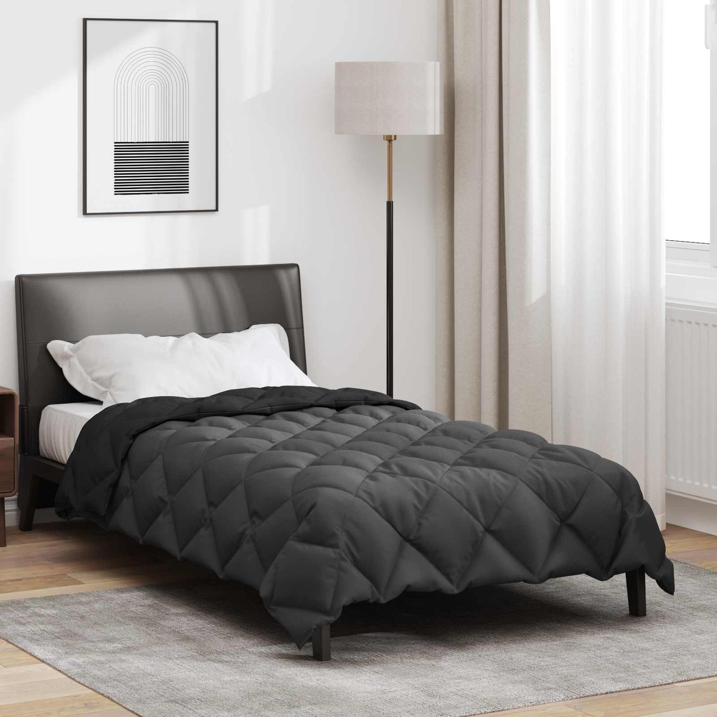 Duvet Invernale Nero e antracite 135 x 220 cm Microfibra | homemem39