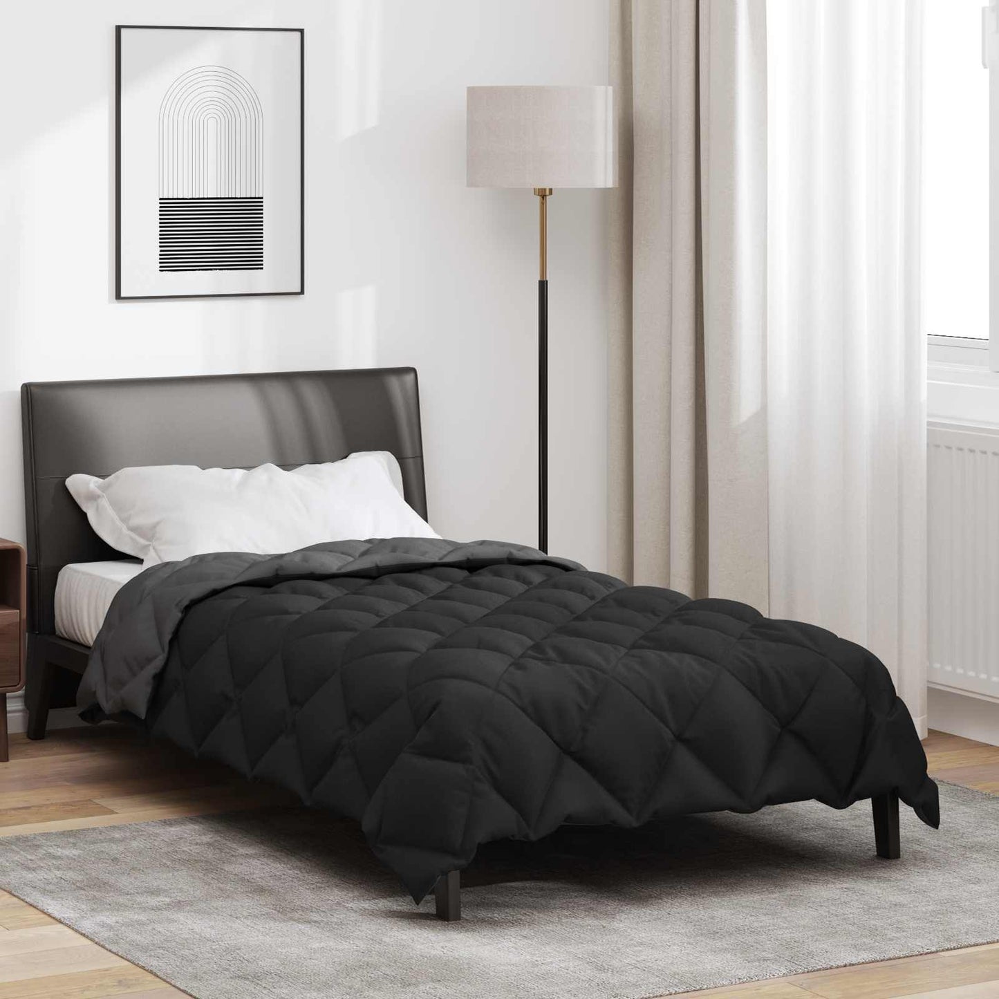 Duvet Invernale Nero e antracite 155 x 220 cm Microfibra | homemem39