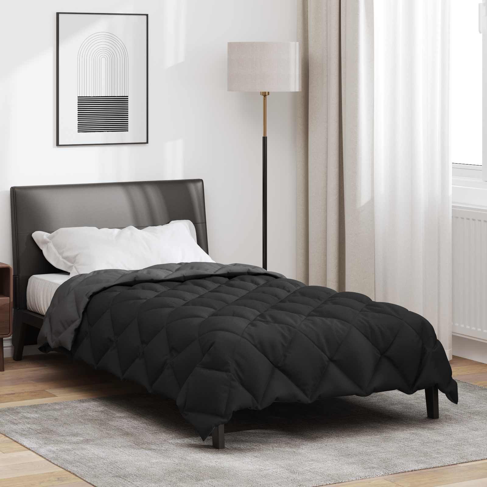 Duvet Invernale Nero e antracite 155 x 220 cm Microfibra | homemem39