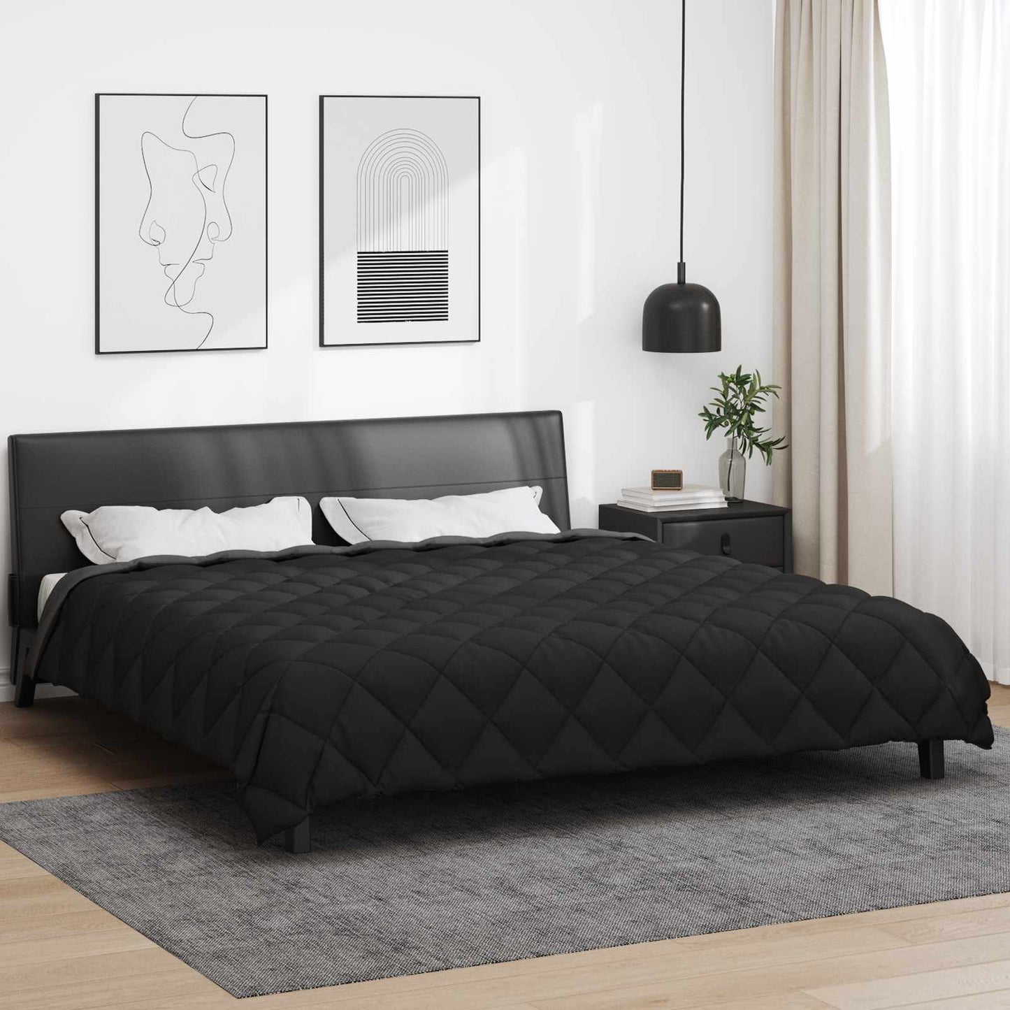 Duvet Invernale Nero e antracite 200 x 220 cm Microfibra | homemem39