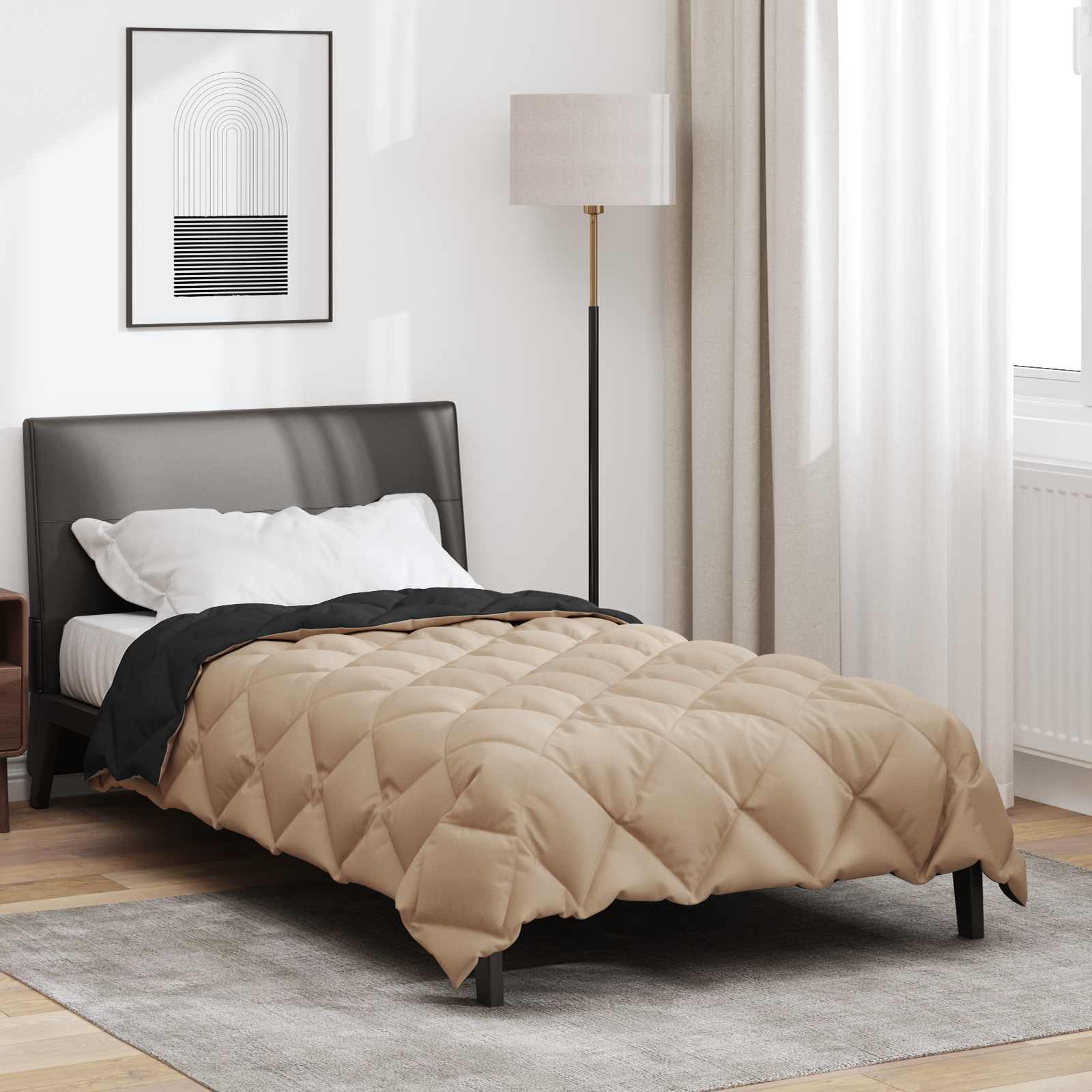 Duvet Invernale Nero e Talpa 135 x 220 cm Microfibra | homemem39