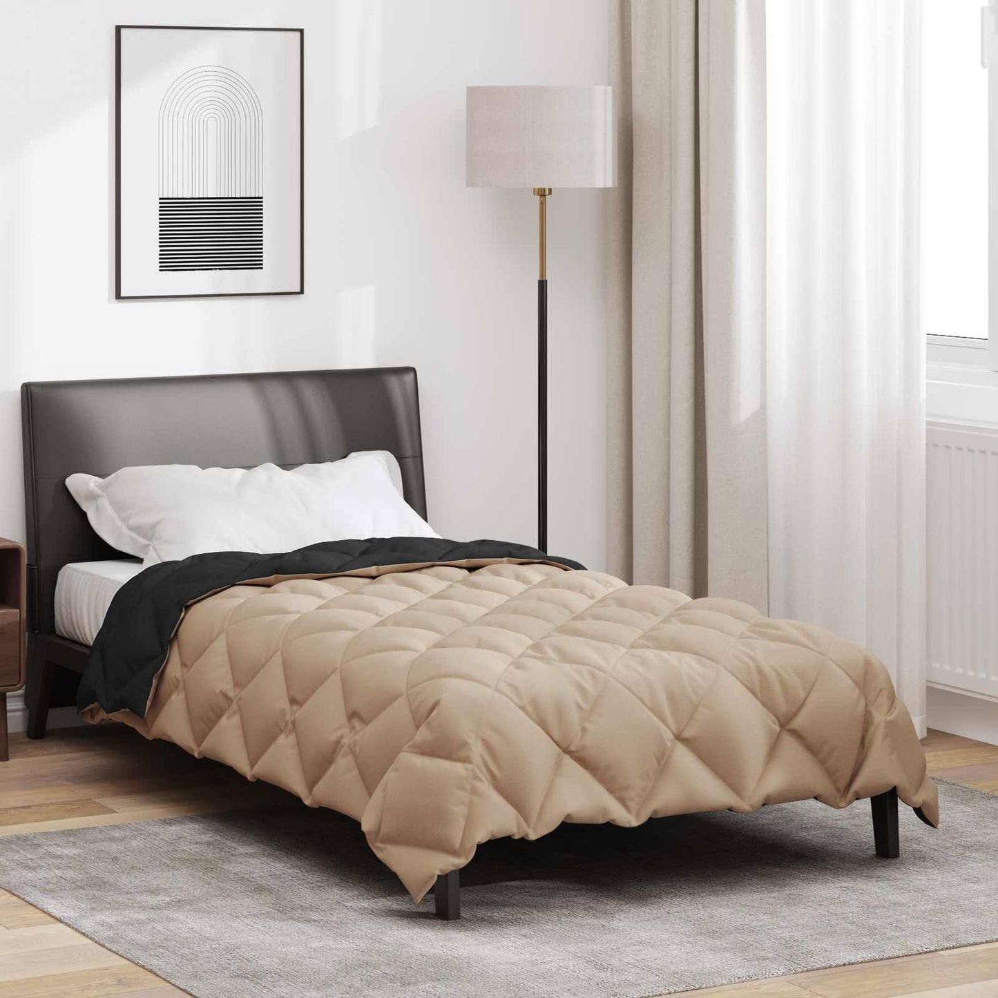 Duvet Invernale Nero e Talpa 140 x 220 cm Microfibra | homemem39