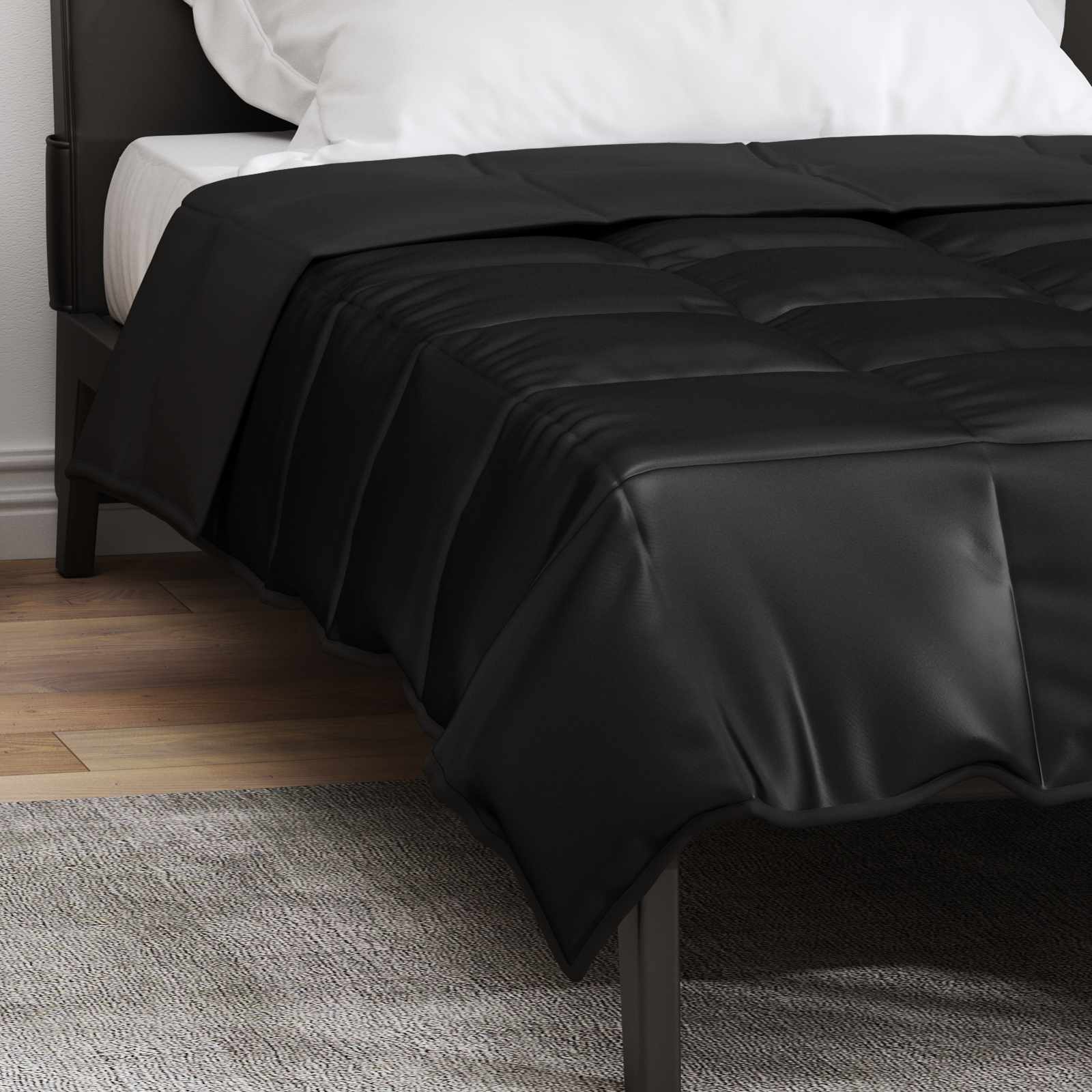 Duvet Estivo Nero 155 x 220 cm Satin e Micropile | homemem39