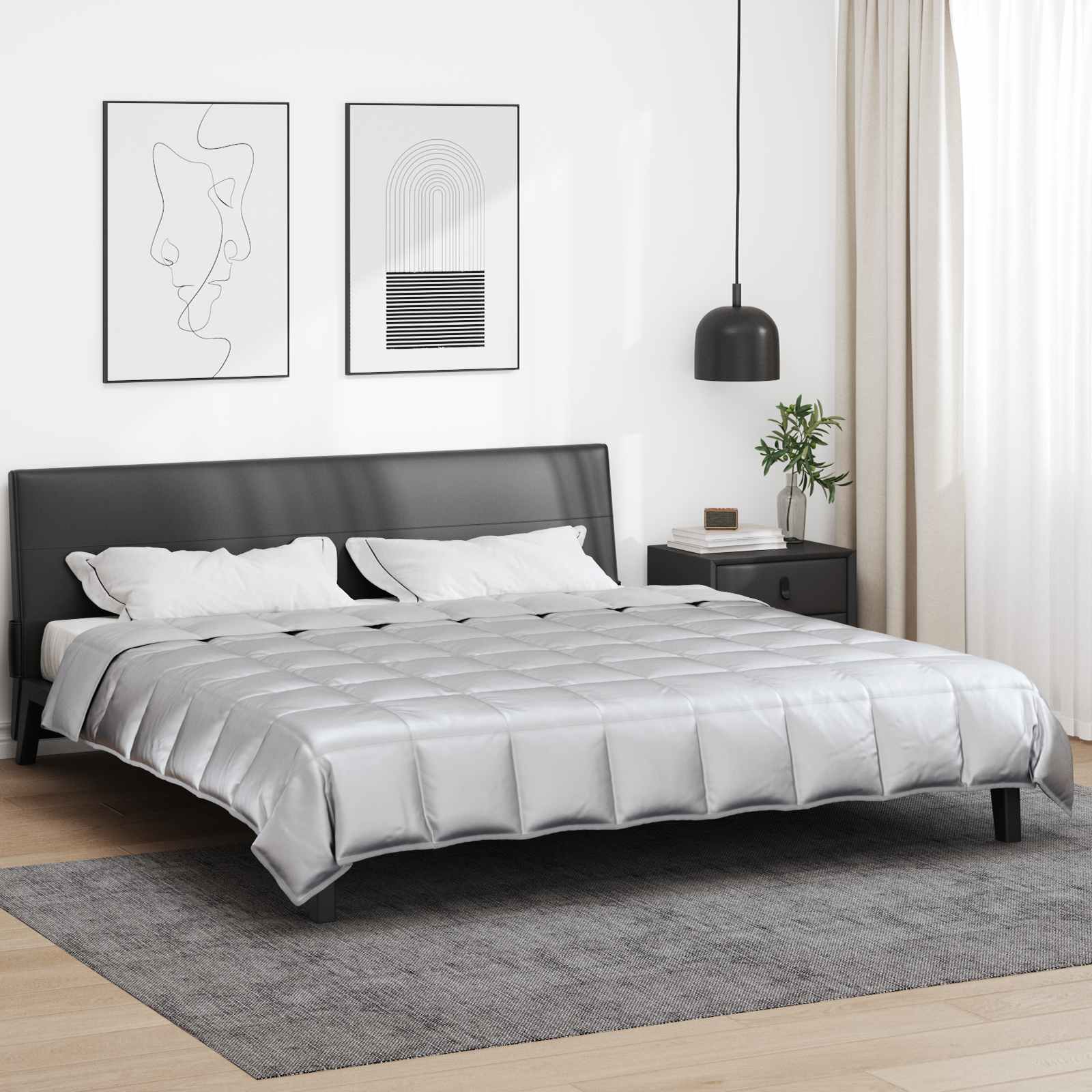 Piumone Completo Annuale Argento 220 x 260 cm Satin e Micropile | homemem39