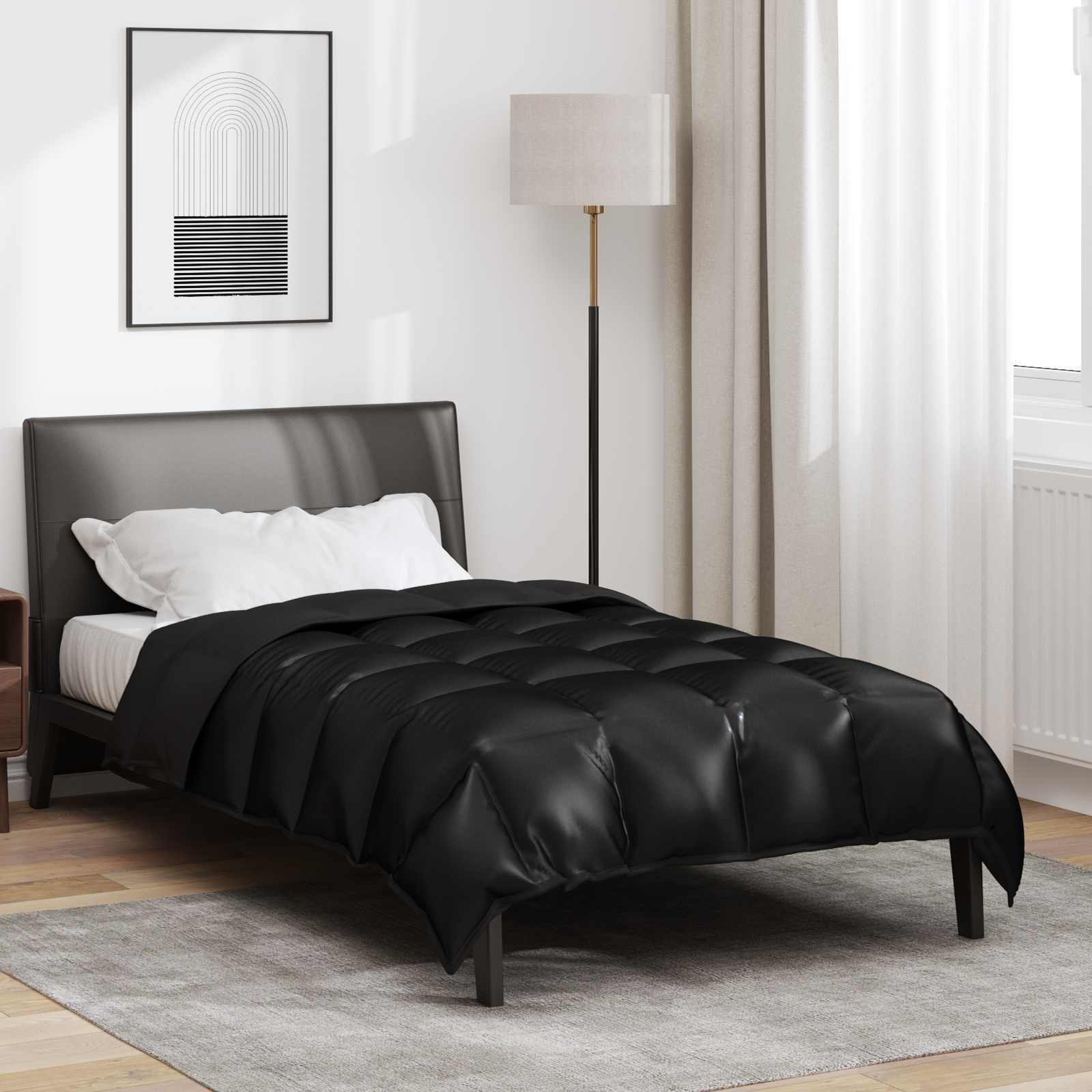 Duvet Invernale Nero 155 x 220 cm Satin e Micropile | homemem39