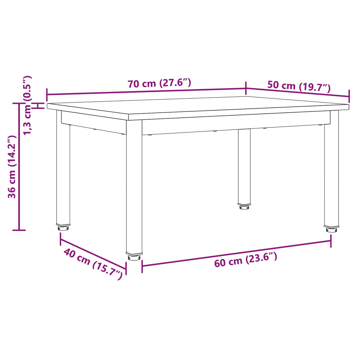 Tavolino da salotto Rovere Nero 70 x 50 x 36 cm