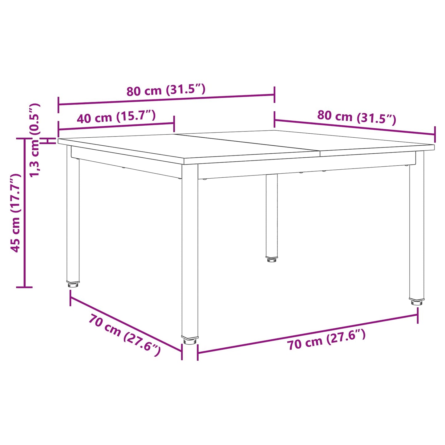 Tavolino da salotto Legno vecchio 80 x 80 x 45 cm