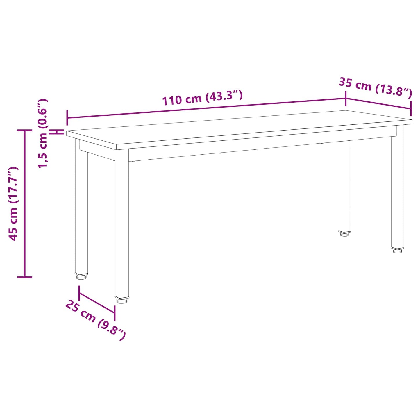 panchina Rovere Artigianale 110 x 35 x 45 cm Legno multistrato | homemem39
