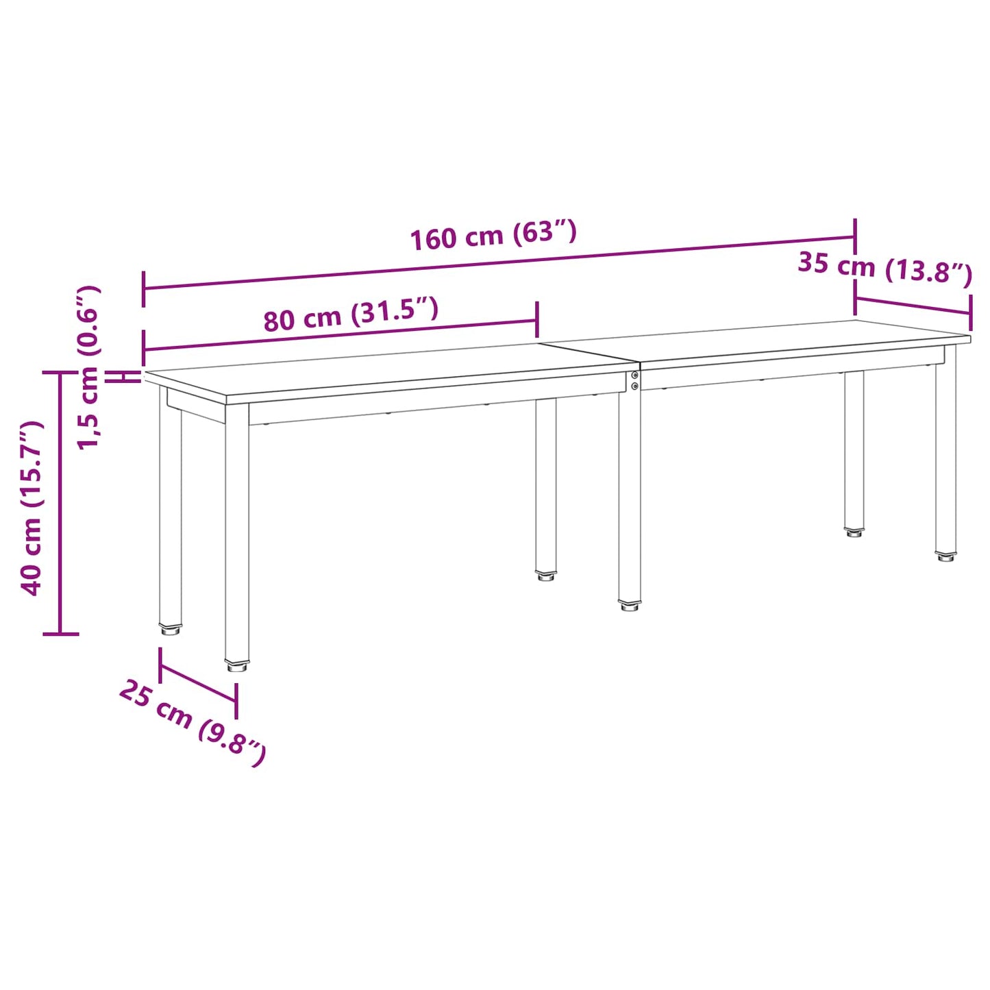 panchina Grigio Sonoma 160 x 35 x 45 cm Legno multistrato