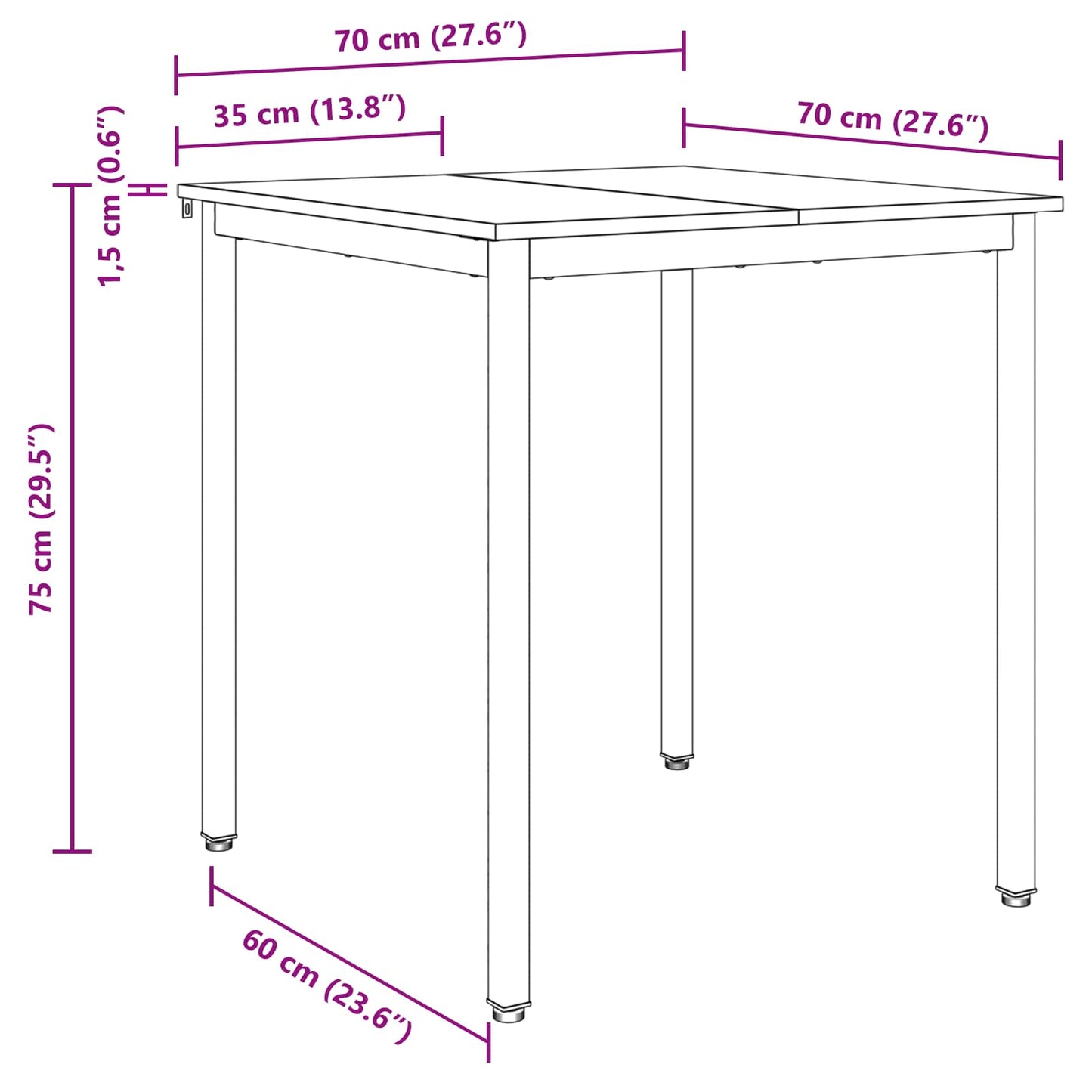 Tavoli da pranzo 70 x 70 x 75 cm Legno ingegnerizzato Quadrato