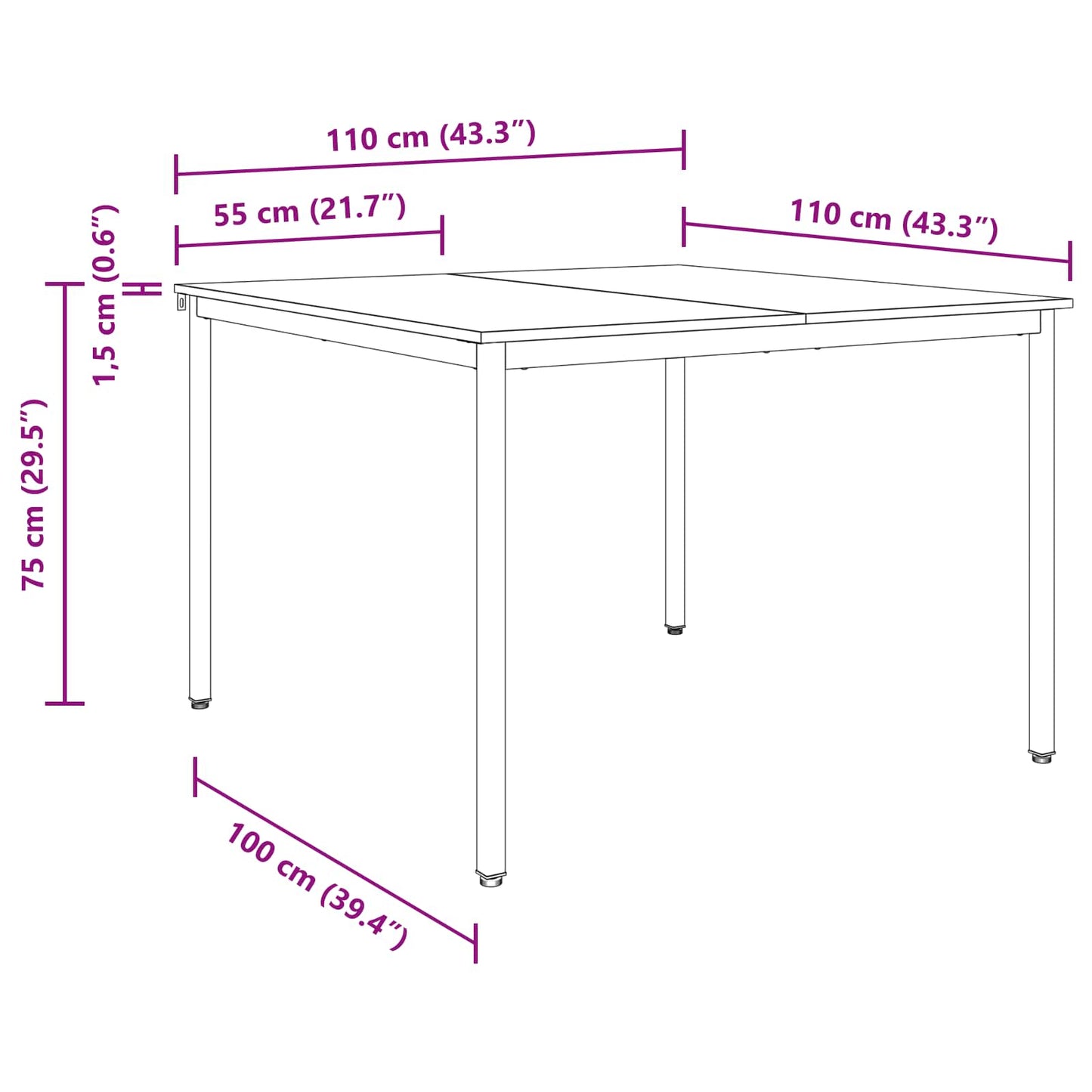 Tavoli da pranzo 110 x 110 x 75 cm Legno ingegnerizzato